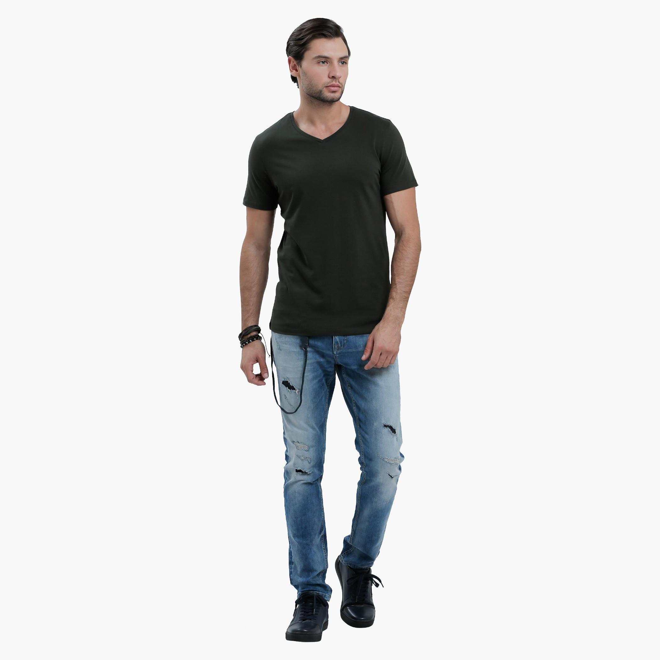 V-Neck T-Shirt with Short Sleeves in Slim Fit-men-clothing-tshirtsandpolos-tshirts-image-15