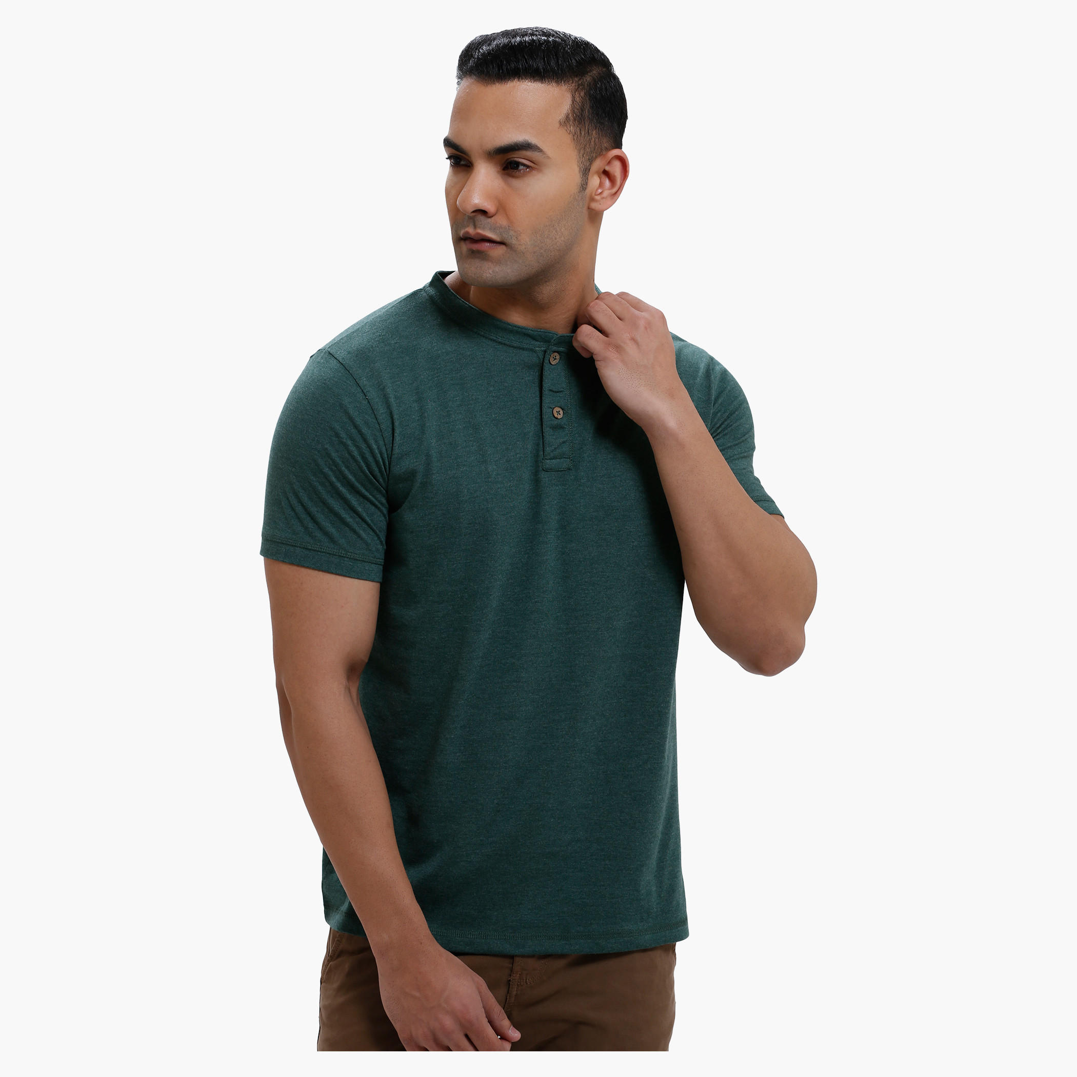 Henley Neck T-Shirt with Short Sleeves in Slim Fit-men-clothing-tshirtsandpolos-tshirts-image-6