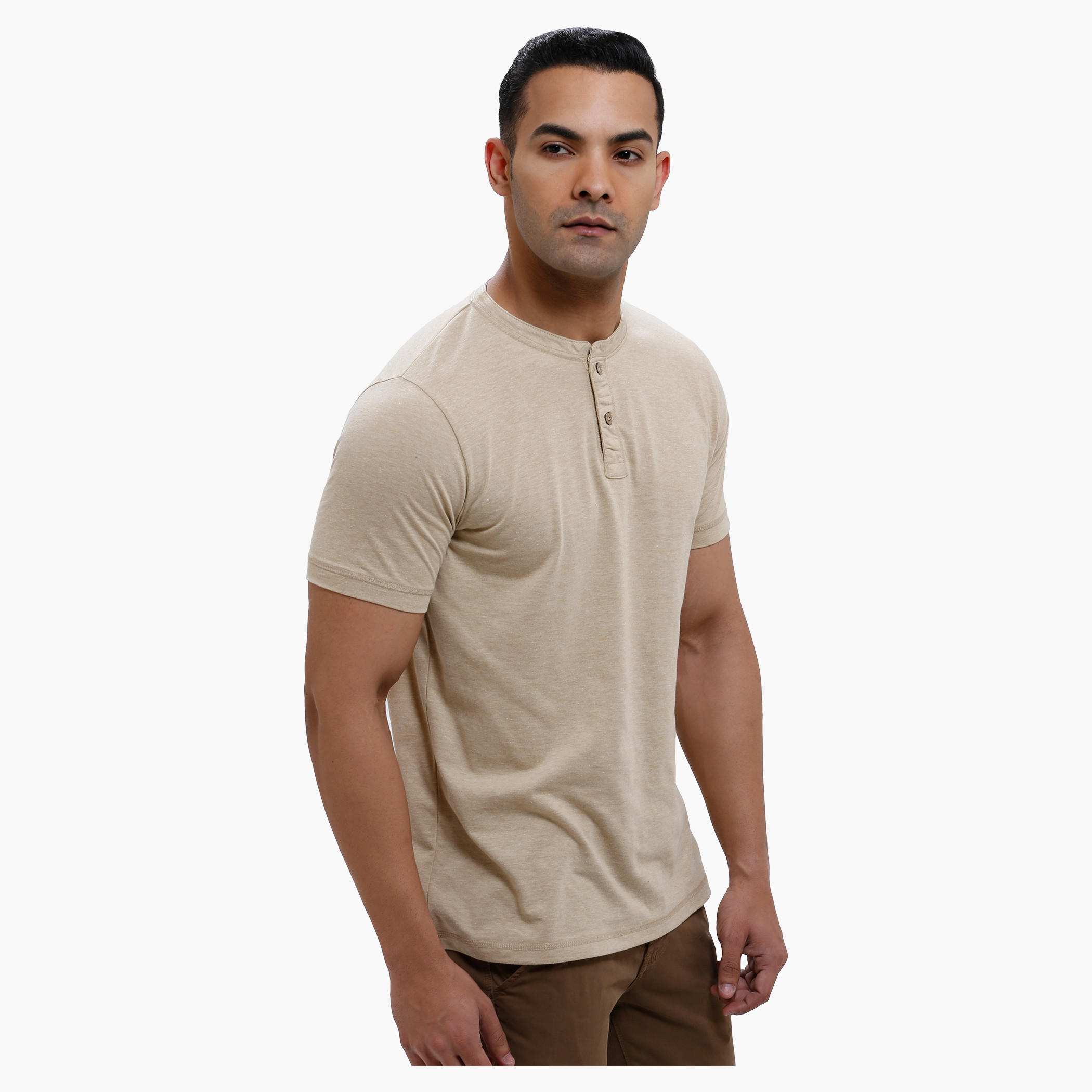 Henley Neck T-Shirt with Short Sleeves in Slim Fit-men-clothing-tshirtsandpolos-tshirts-image-13