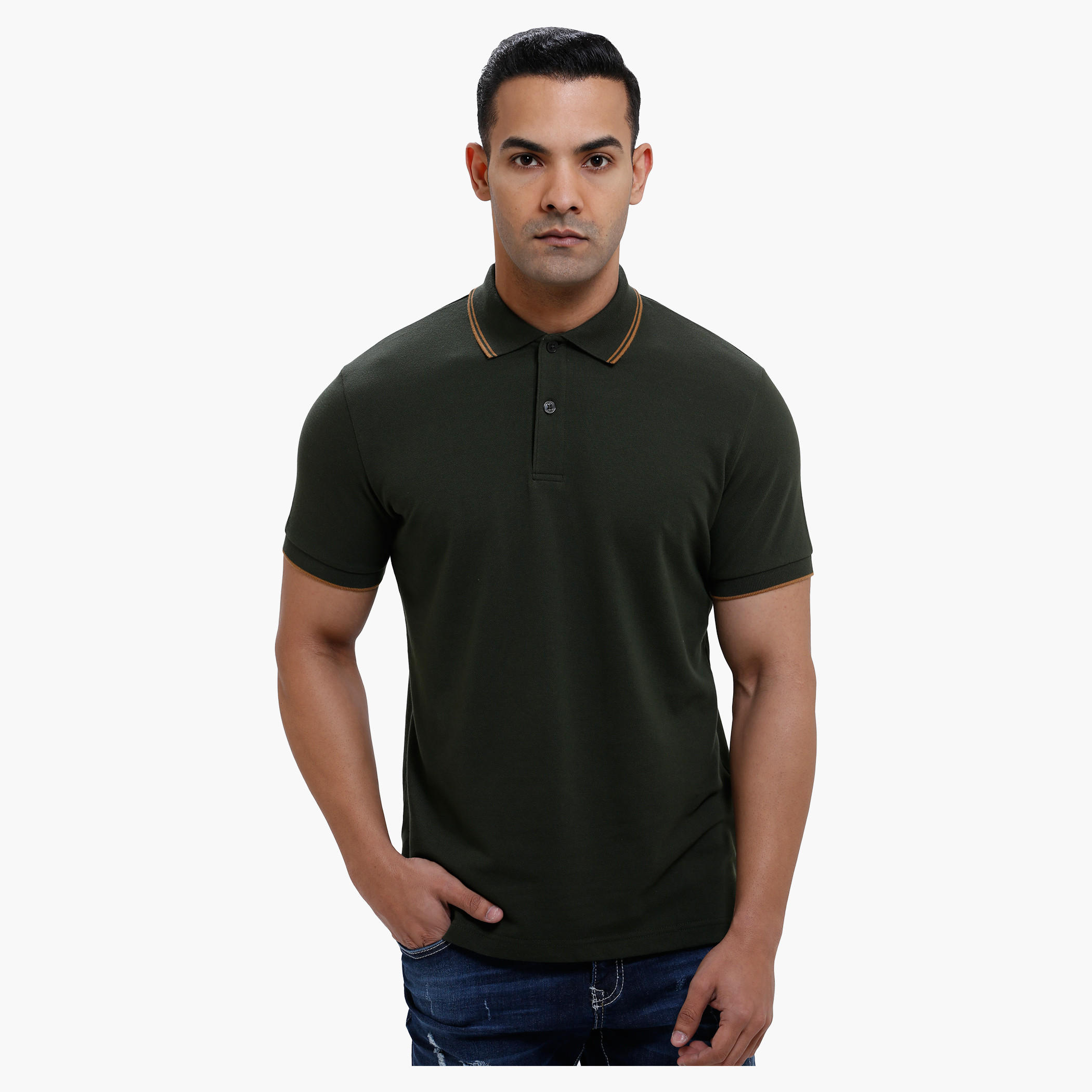 Polo Neck T-Shirt with Short Sleeves in Slim Fit-men-clothing-tshirtsandpolos-polos-image-11