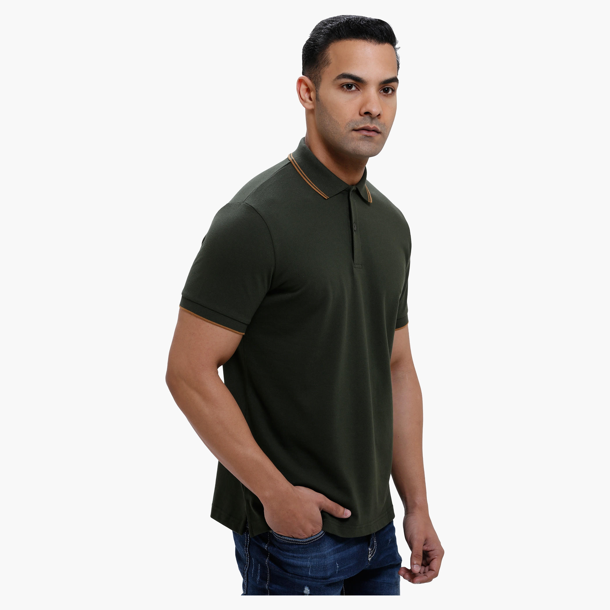 Polo Neck T-Shirt with Short Sleeves in Slim Fit-men-clothing-tshirtsandpolos-polos-image-13