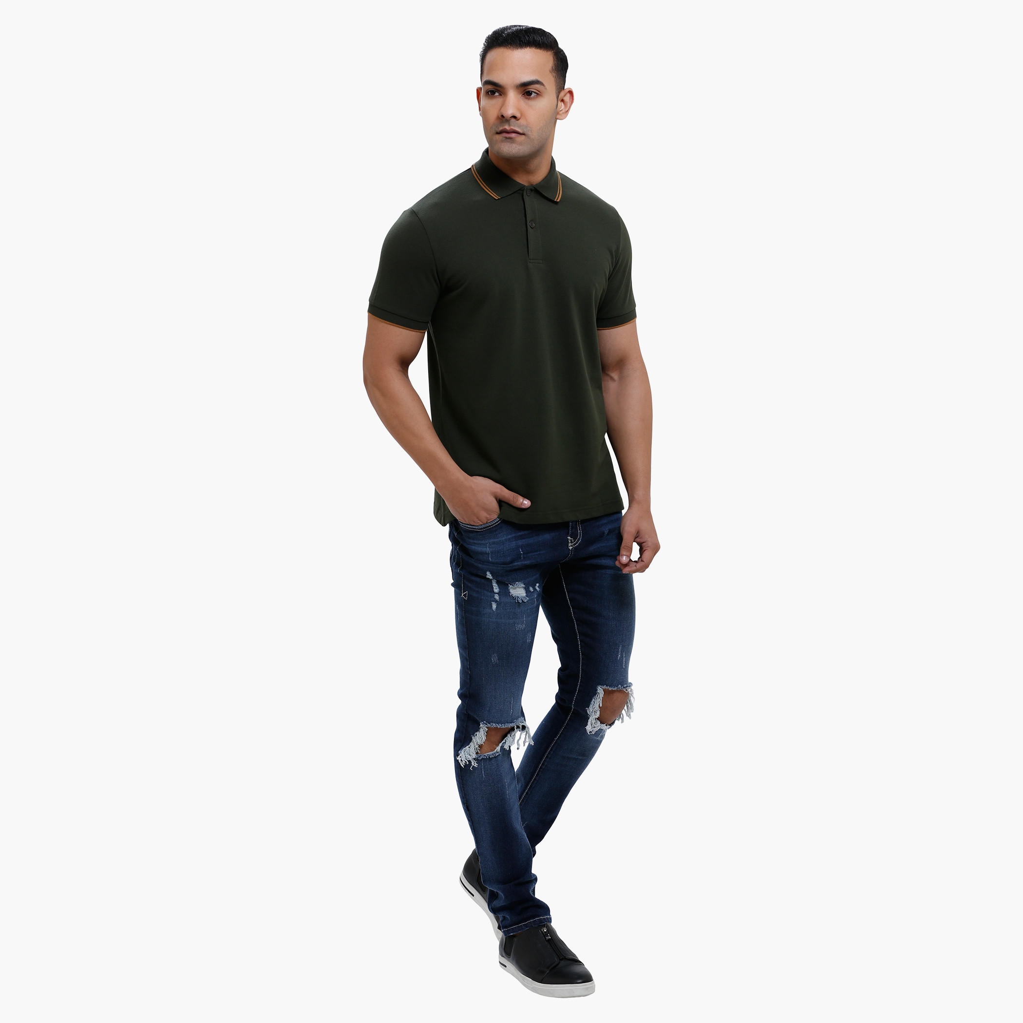 Polo Neck T-Shirt with Short Sleeves in Slim Fit-men-clothing-tshirtsandpolos-polos-image-15