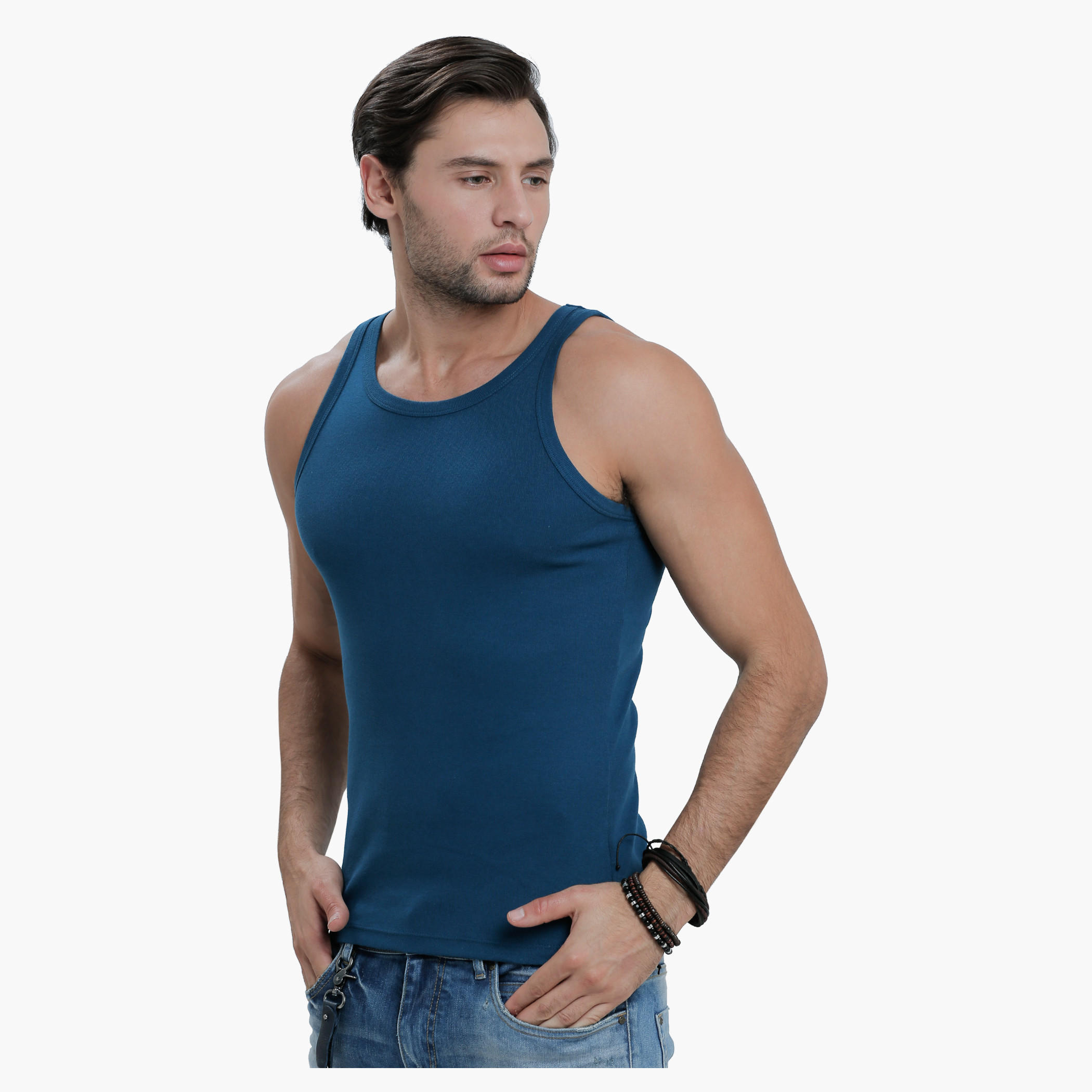 Sleeveless T-Shirt with Round Neck in Slim Fit-men-clothing-tshirtsandpolos-vests-image-13