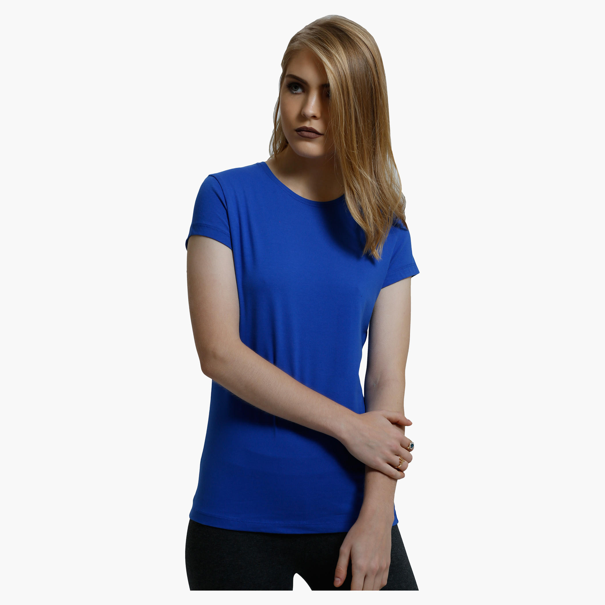 Round Neck T-Shirt with Short Sleeves in Regular Fit-women-clothing-tshirts-image-21