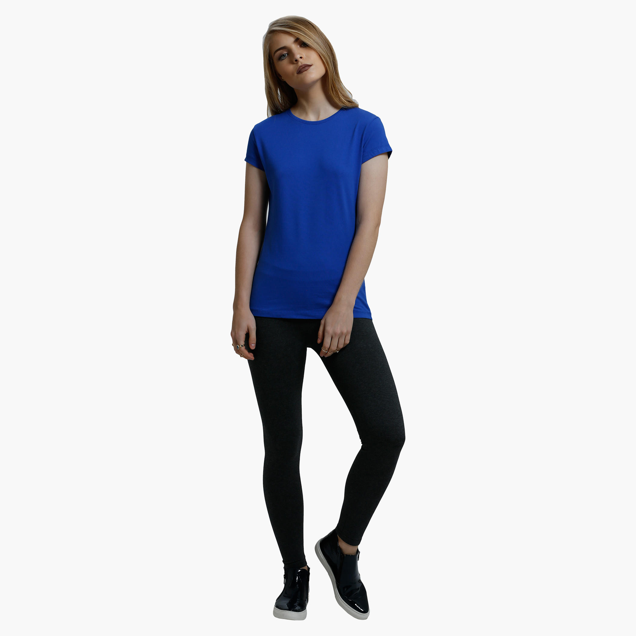 Round Neck T-Shirt with Short Sleeves in Regular Fit-women-clothing-tshirts-image-25