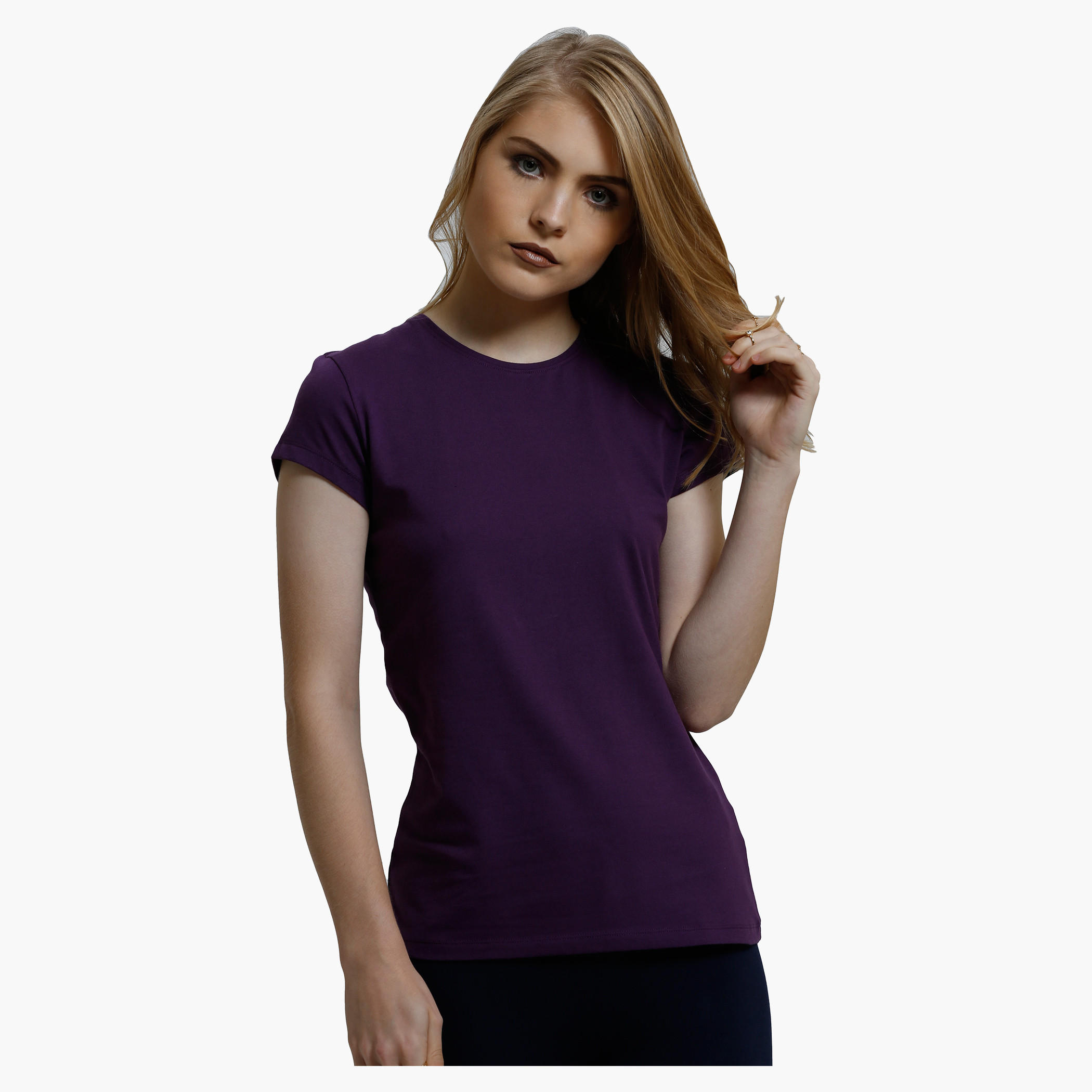 Round Neck T-Shirt with Short Sleeves in Regular Fit-women-clothing-tshirts-image-26