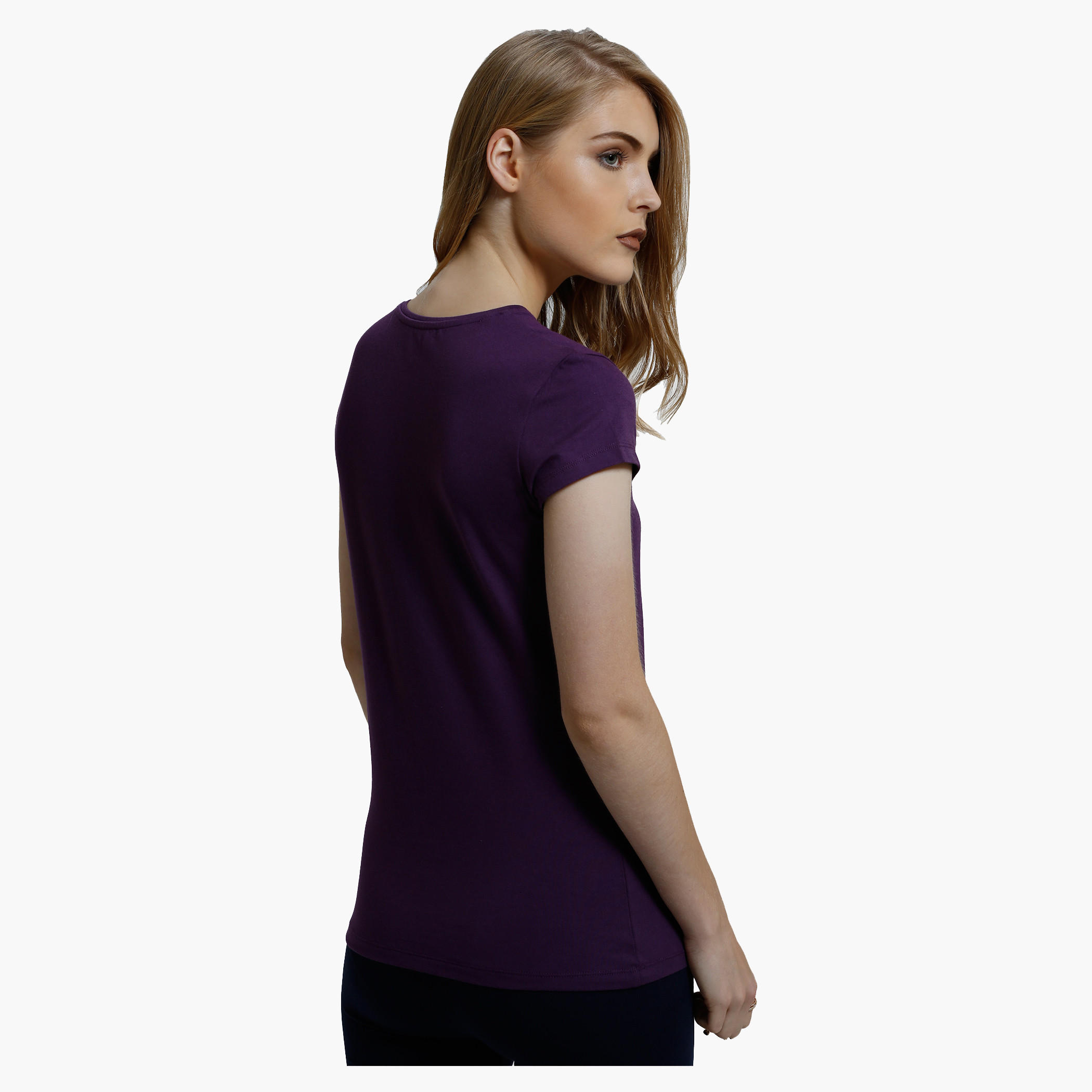 Round Neck T-Shirt with Short Sleeves in Regular Fit-women-clothing-tshirts-image-27