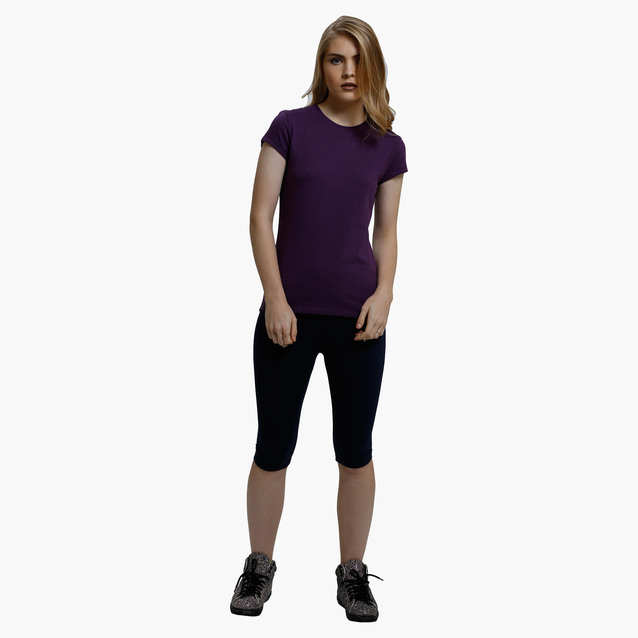 Round Neck T-Shirt with Short Sleeves in Regular Fit-women-clothing-tshirts-image-30