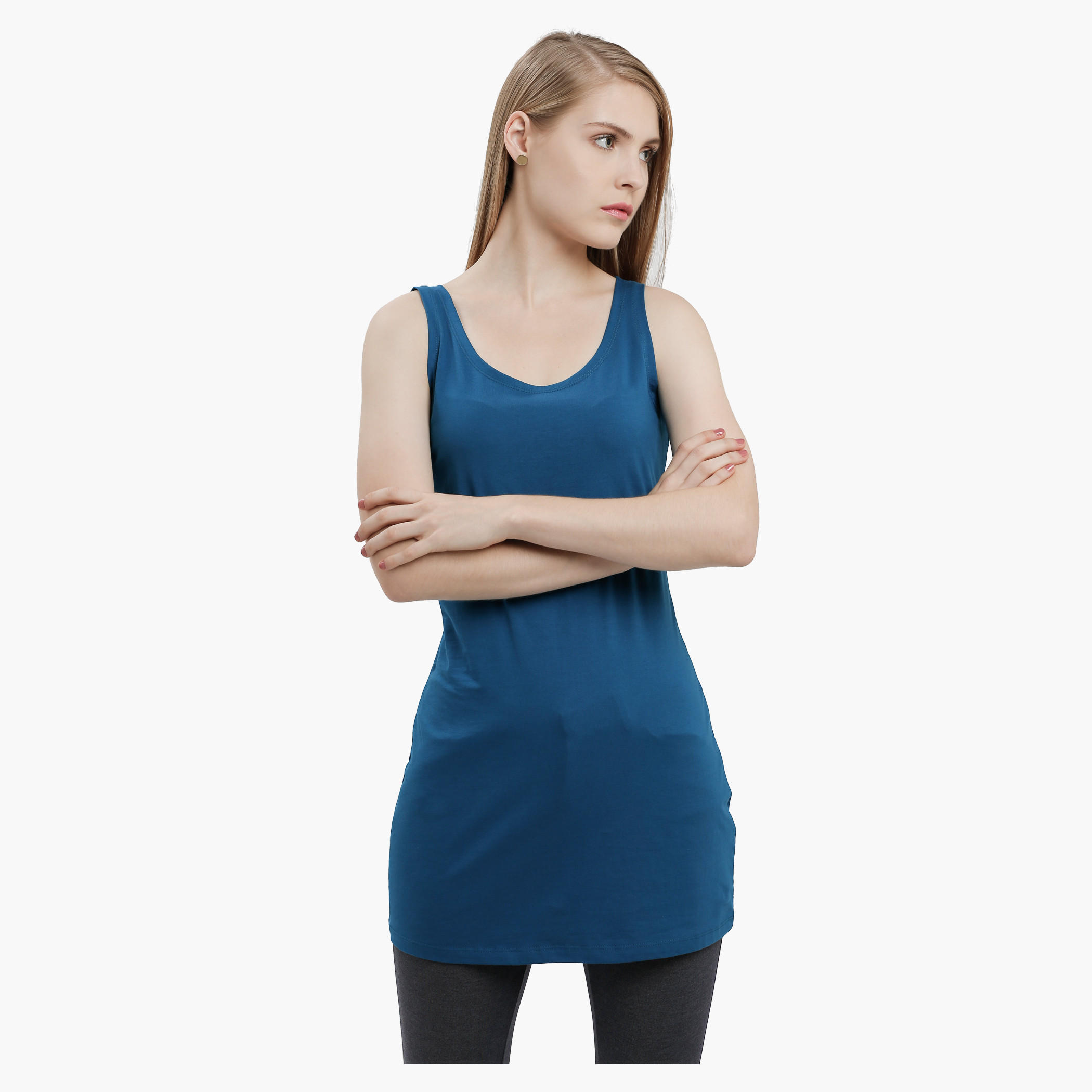 Sleeveless Long Vest with Round Neck-women-clothing-tshirts-image-11