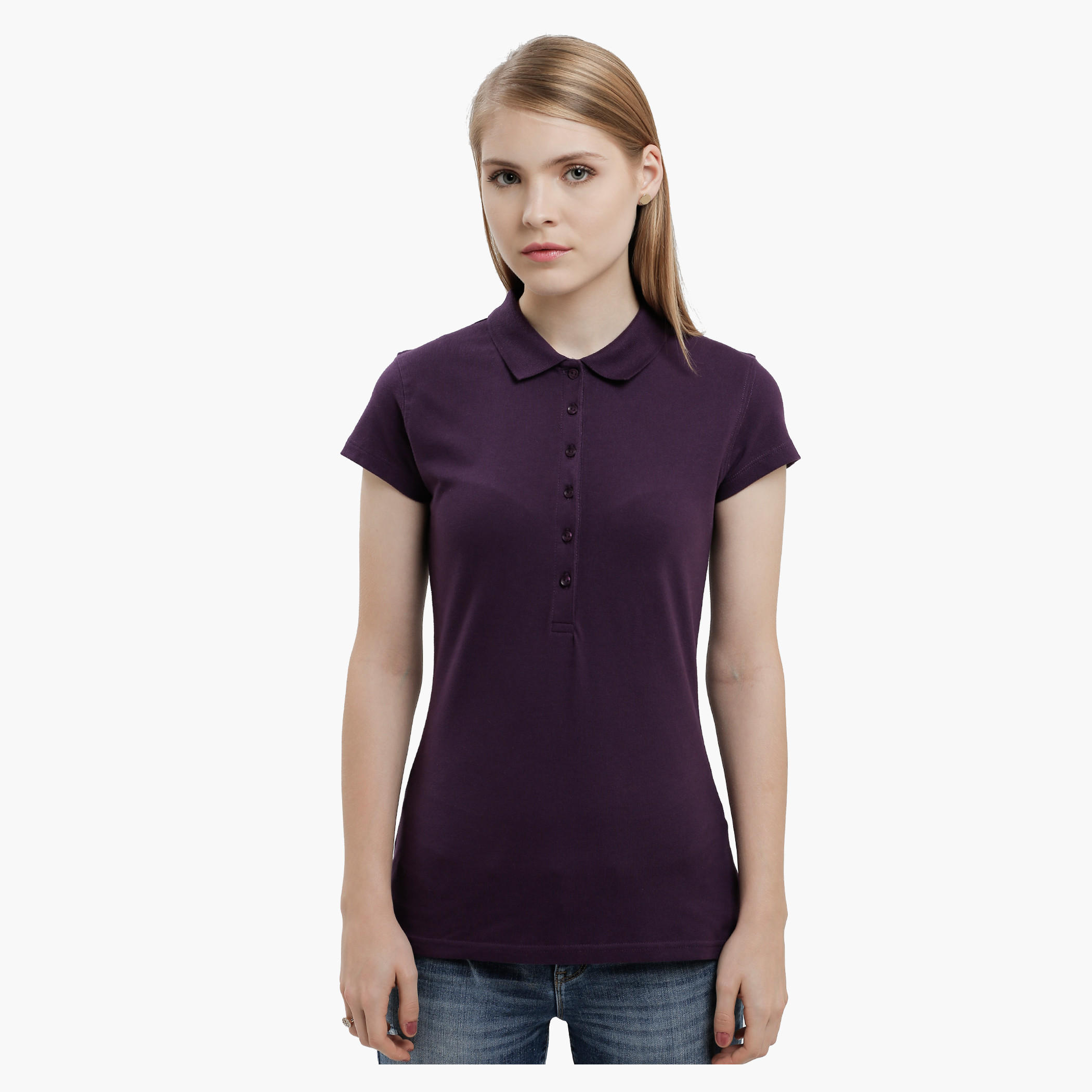Polo Neck Top with Short Sleeves-women-clothing-tshirts-image-1