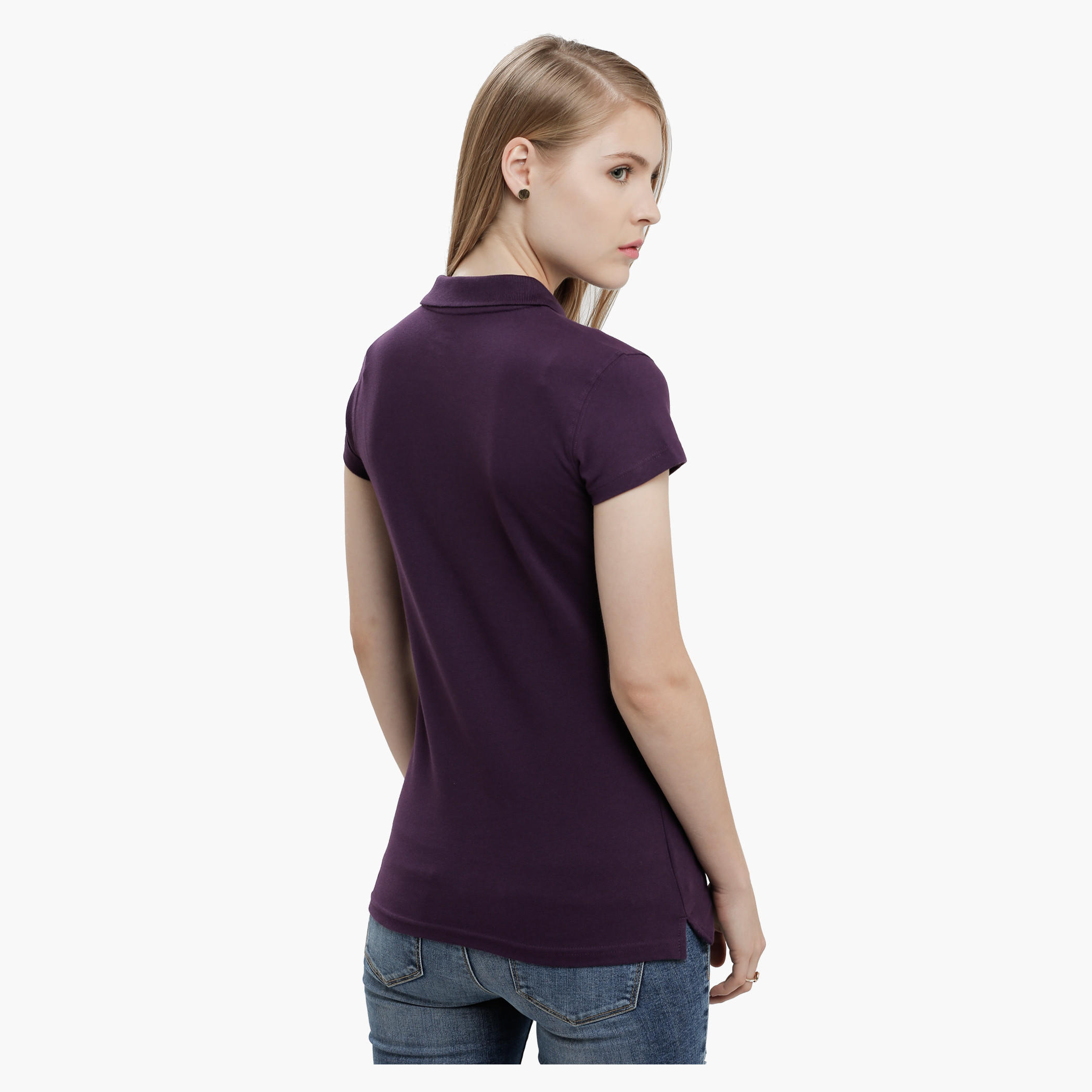 Polo Neck Top with Short Sleeves-women-clothing-tshirts-image-2