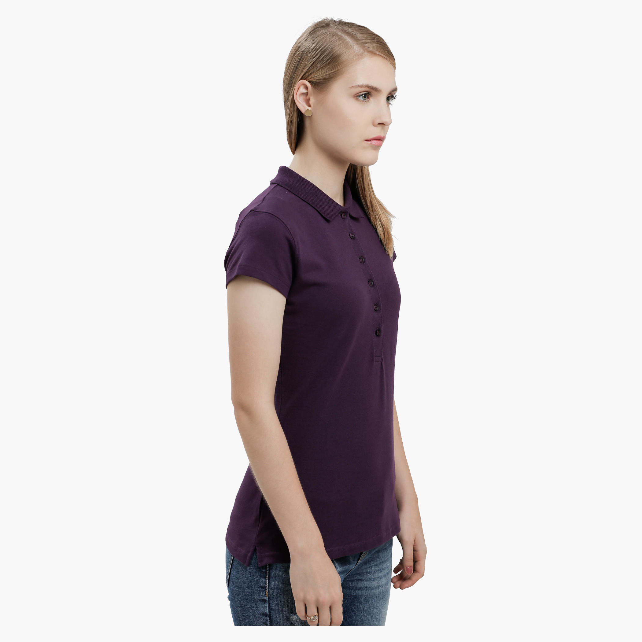 Polo Neck Top with Short Sleeves-women-clothing-tshirts-image-3