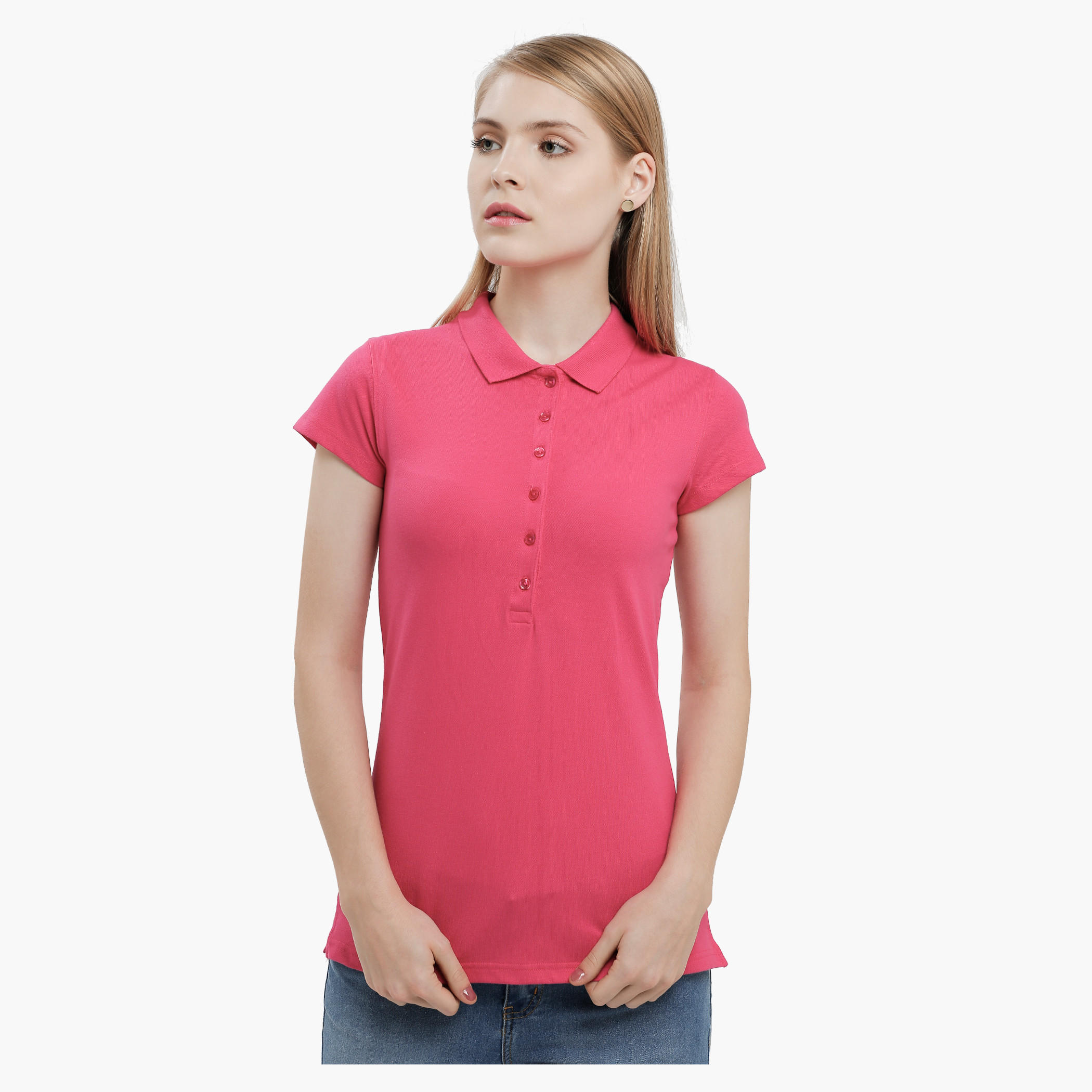 Polo Neck Top with Short Sleeves-women-clothing-tshirts-image-6