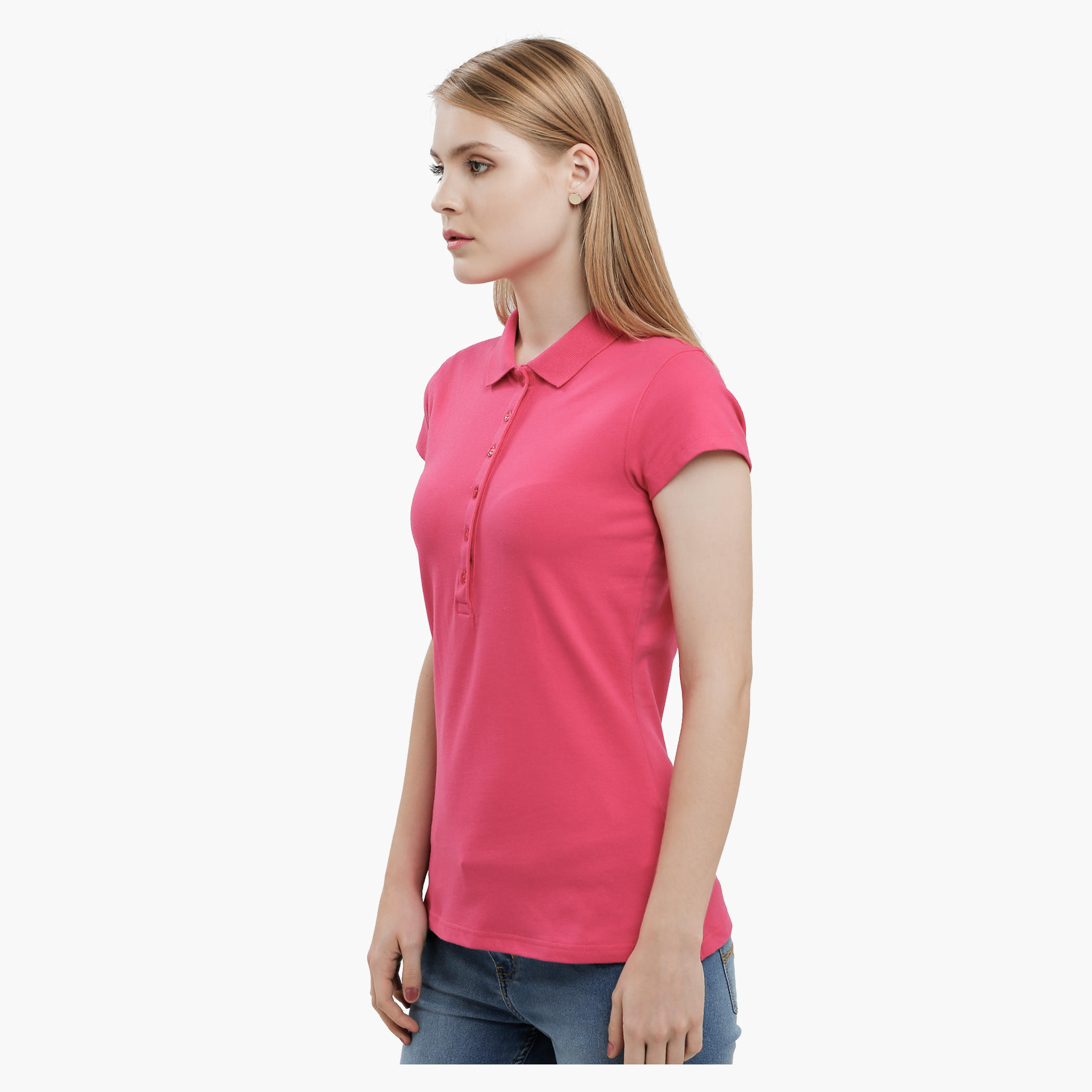 Polo Neck Top with Short Sleeves-women-clothing-tshirts-image-8