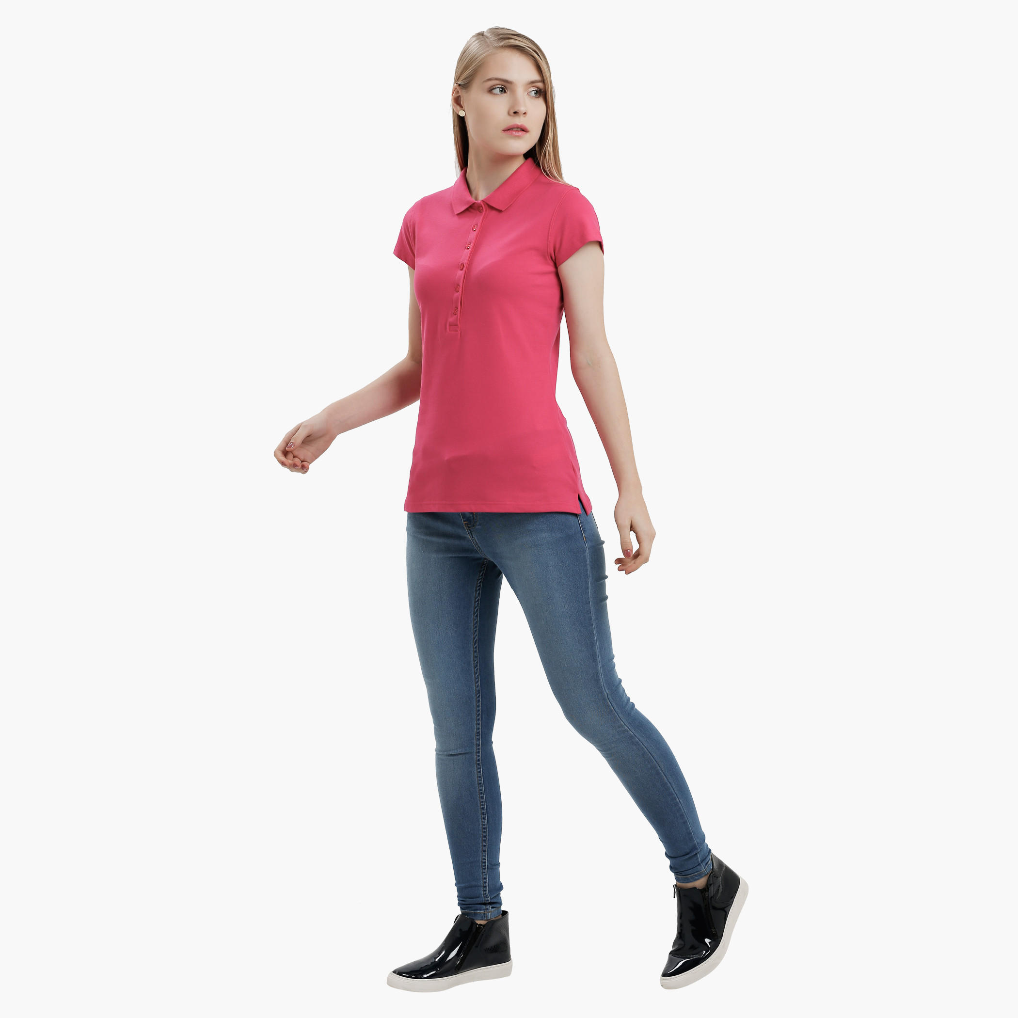 Polo Neck Top with Short Sleeves-women-clothing-tshirts-image-10