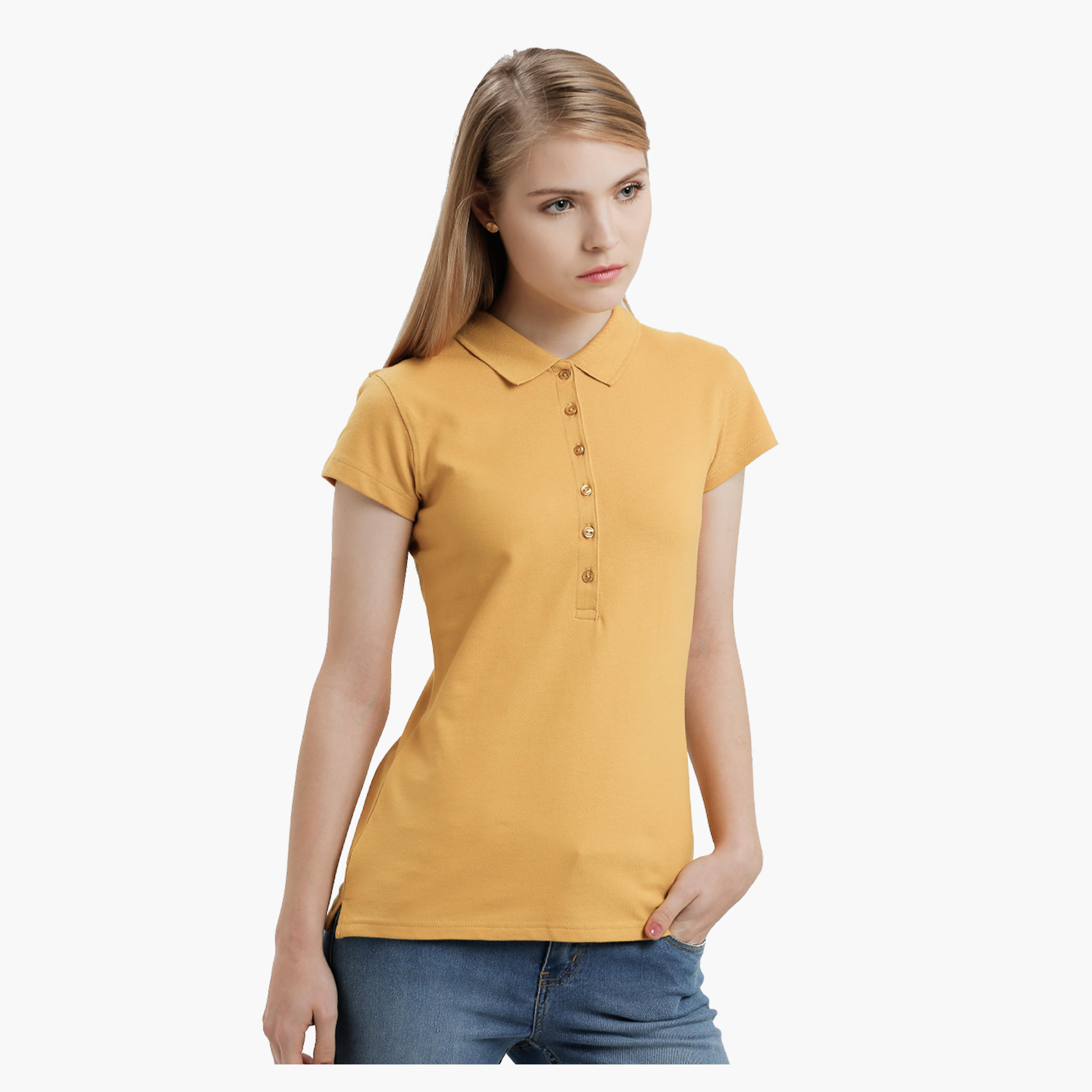Polo Neck Top with Short Sleeves-women-clothing-tshirts-image-11