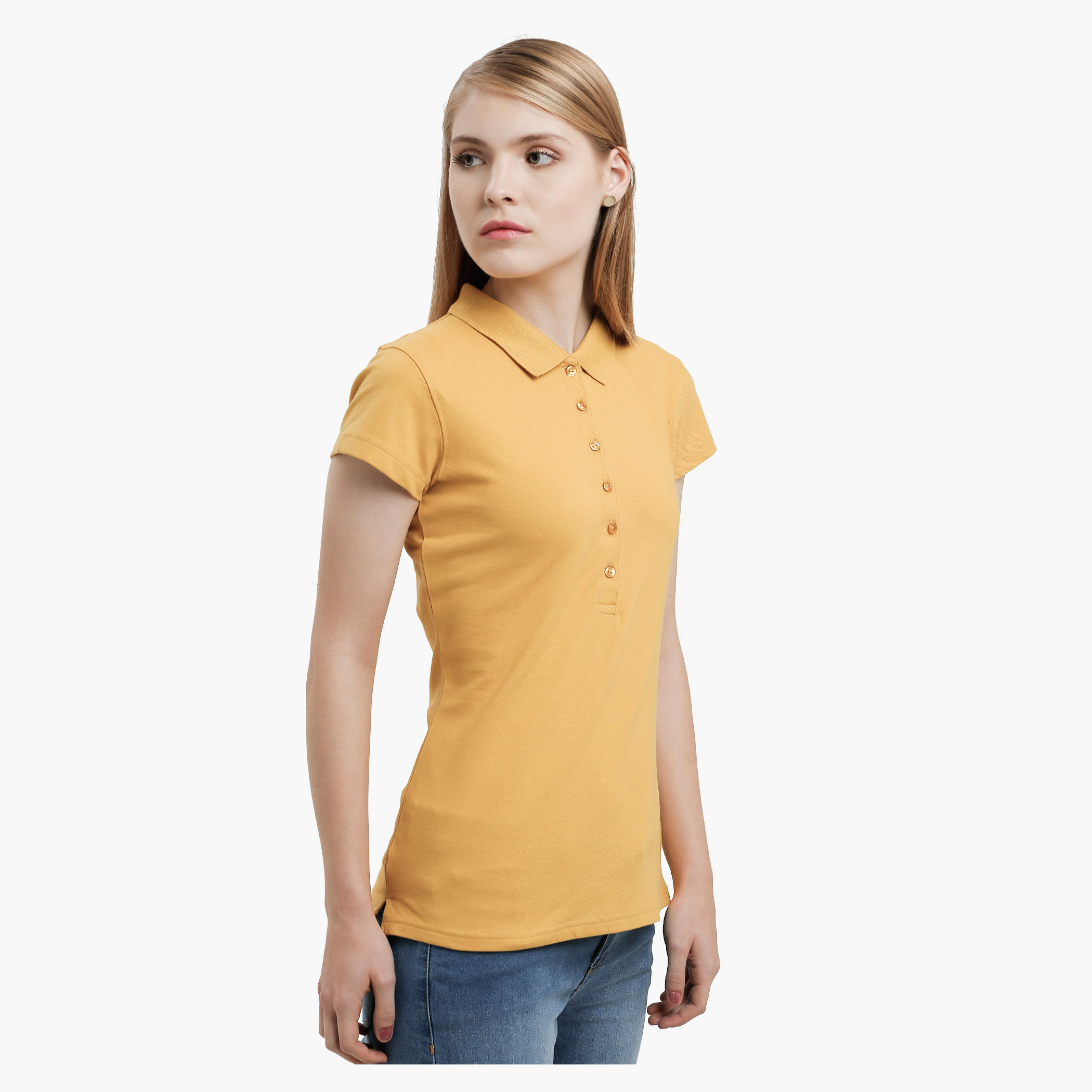 Polo Neck Top with Short Sleeves-women-clothing-tshirts-image-13