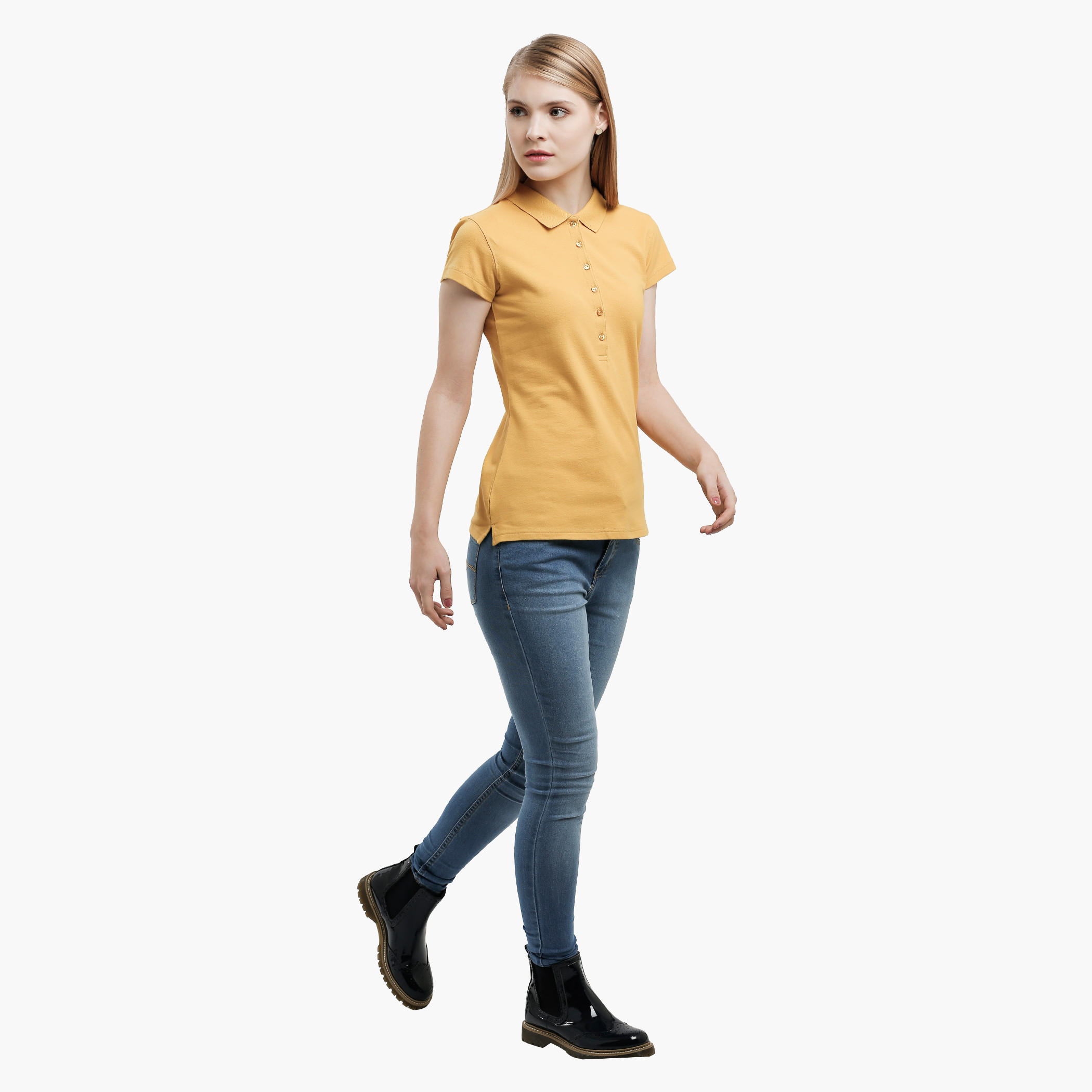 Polo Neck Top with Short Sleeves-women-clothing-tshirts-image-15