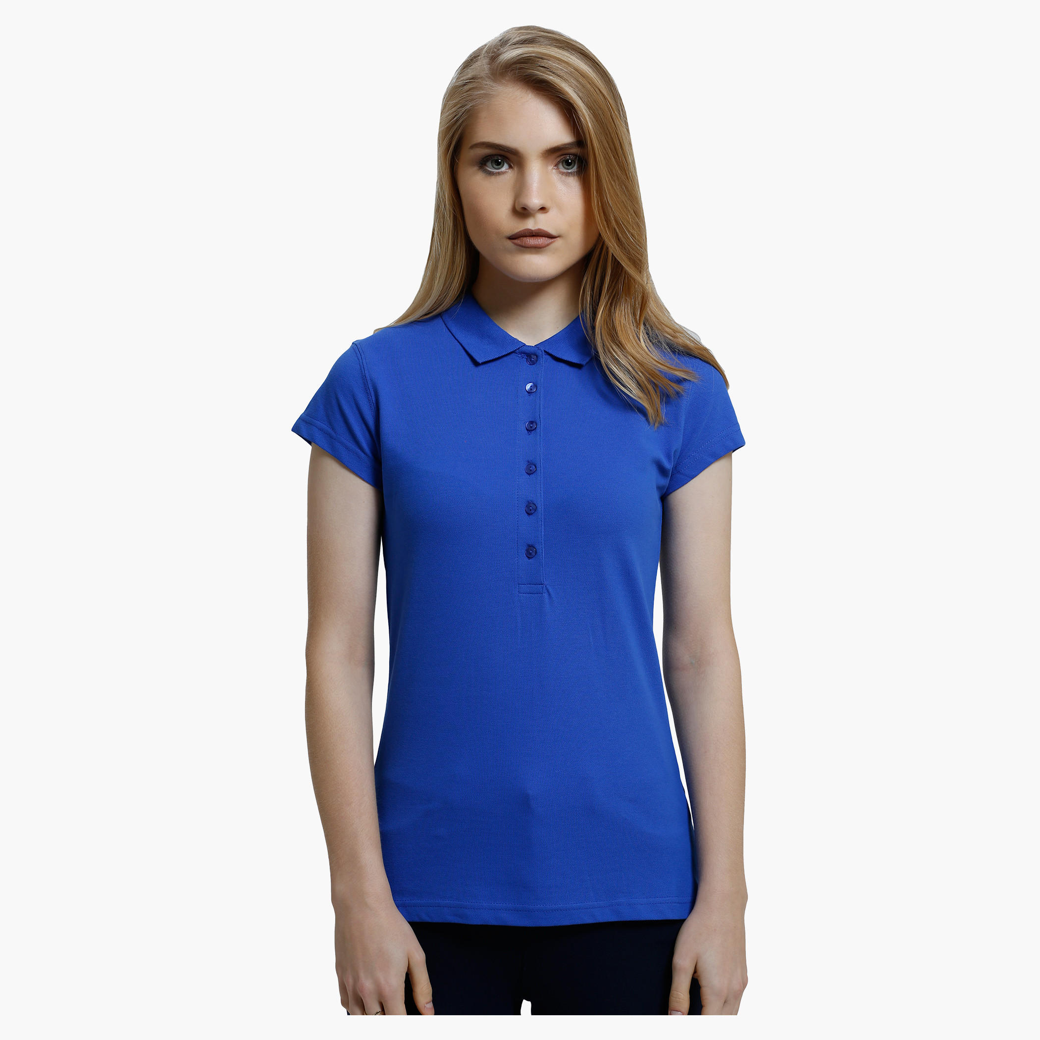 Polo Neck T-Shirt with Short Sleeves-women-clothing-tshirts-image-1