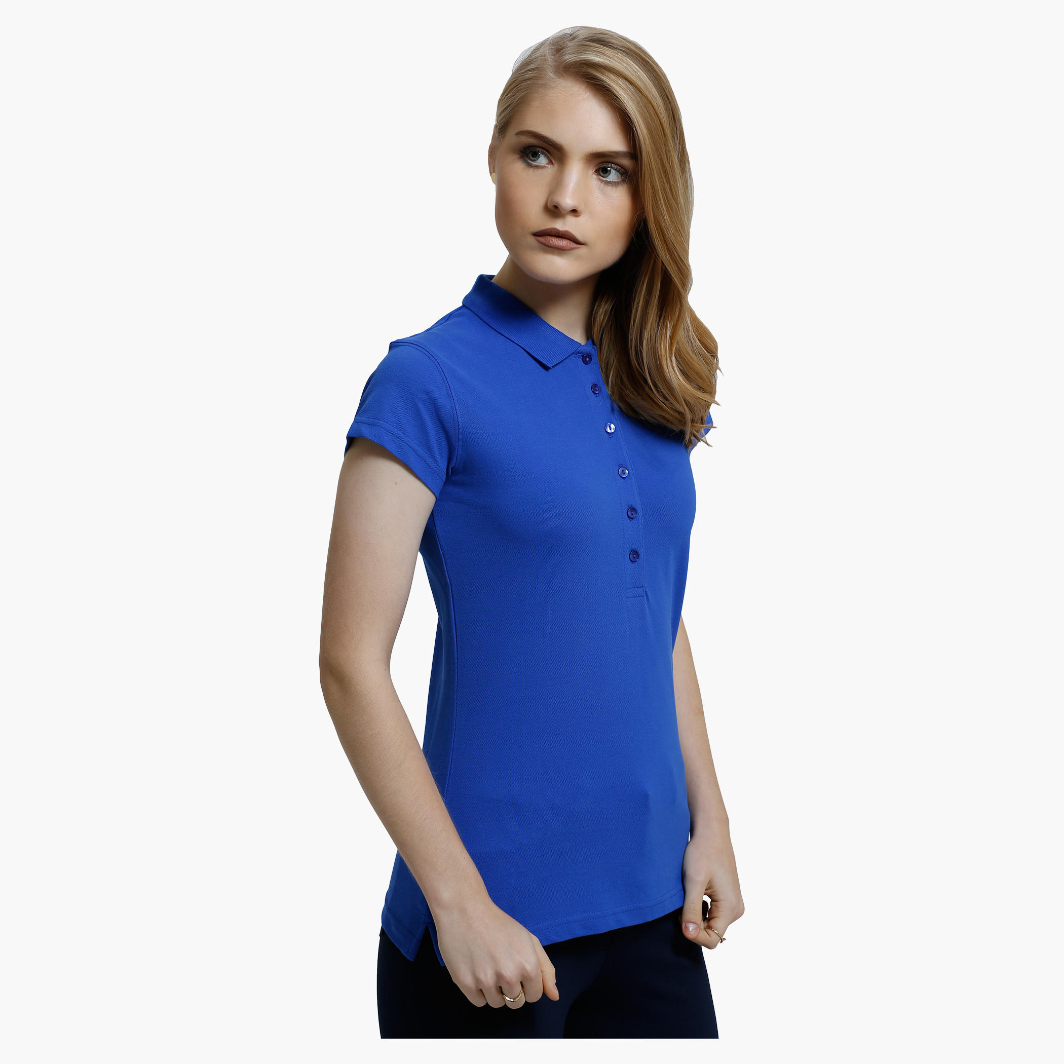 Polo Neck T-Shirt with Short Sleeves-women-clothing-tshirts-image-3