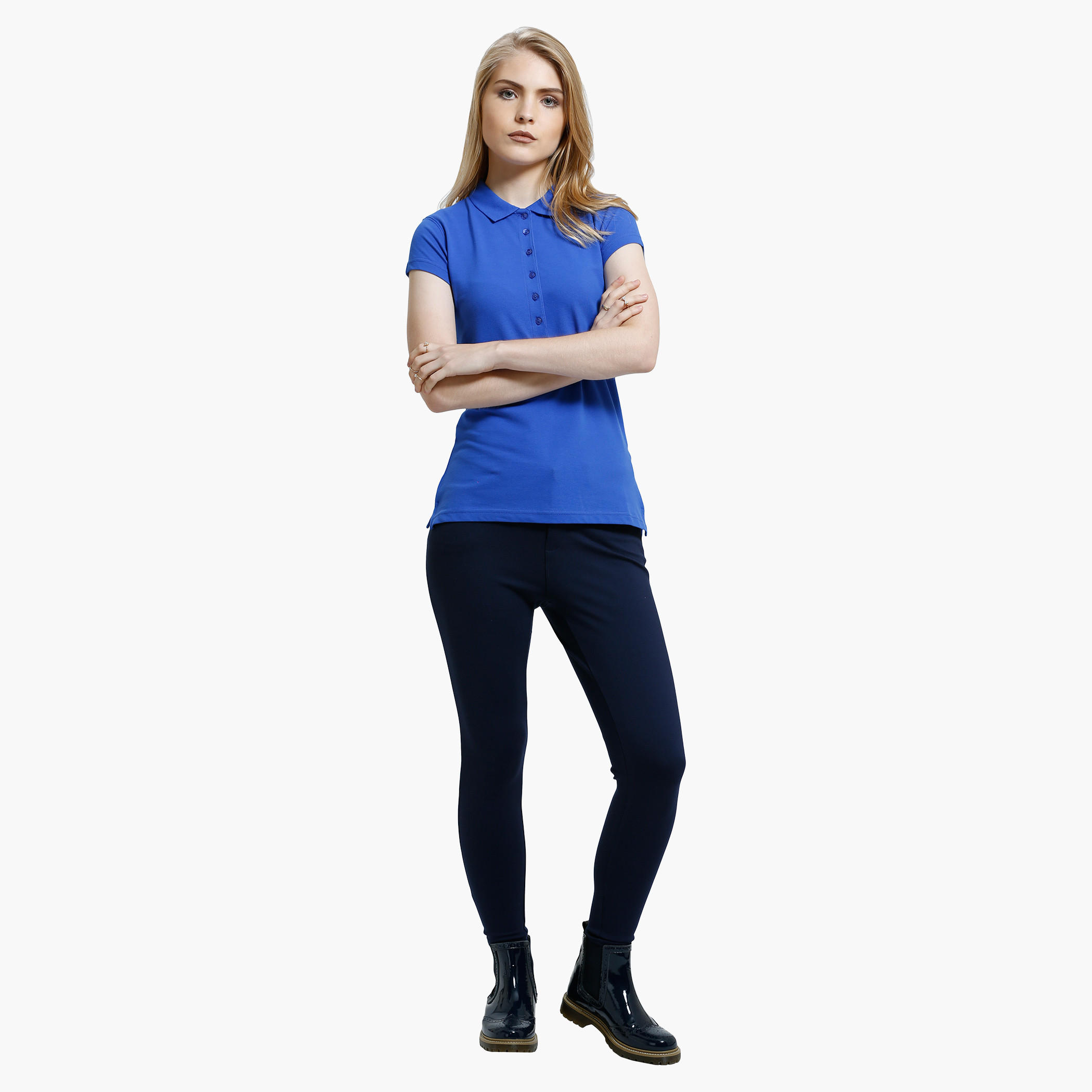 Polo Neck T-Shirt with Short Sleeves-women-clothing-tshirts-image-5