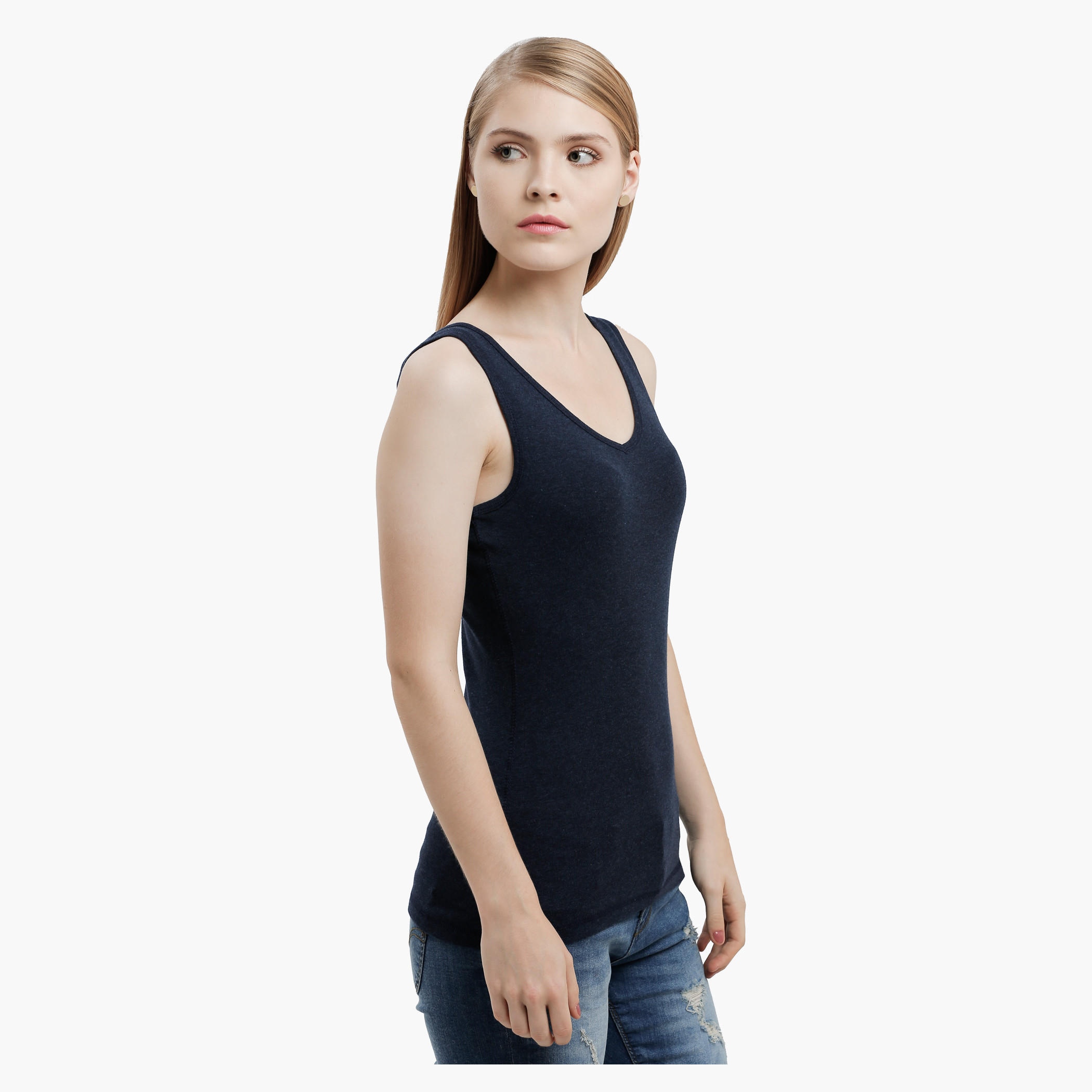 V-Neck Solid Vest-women-clothing-tshirts-image-2