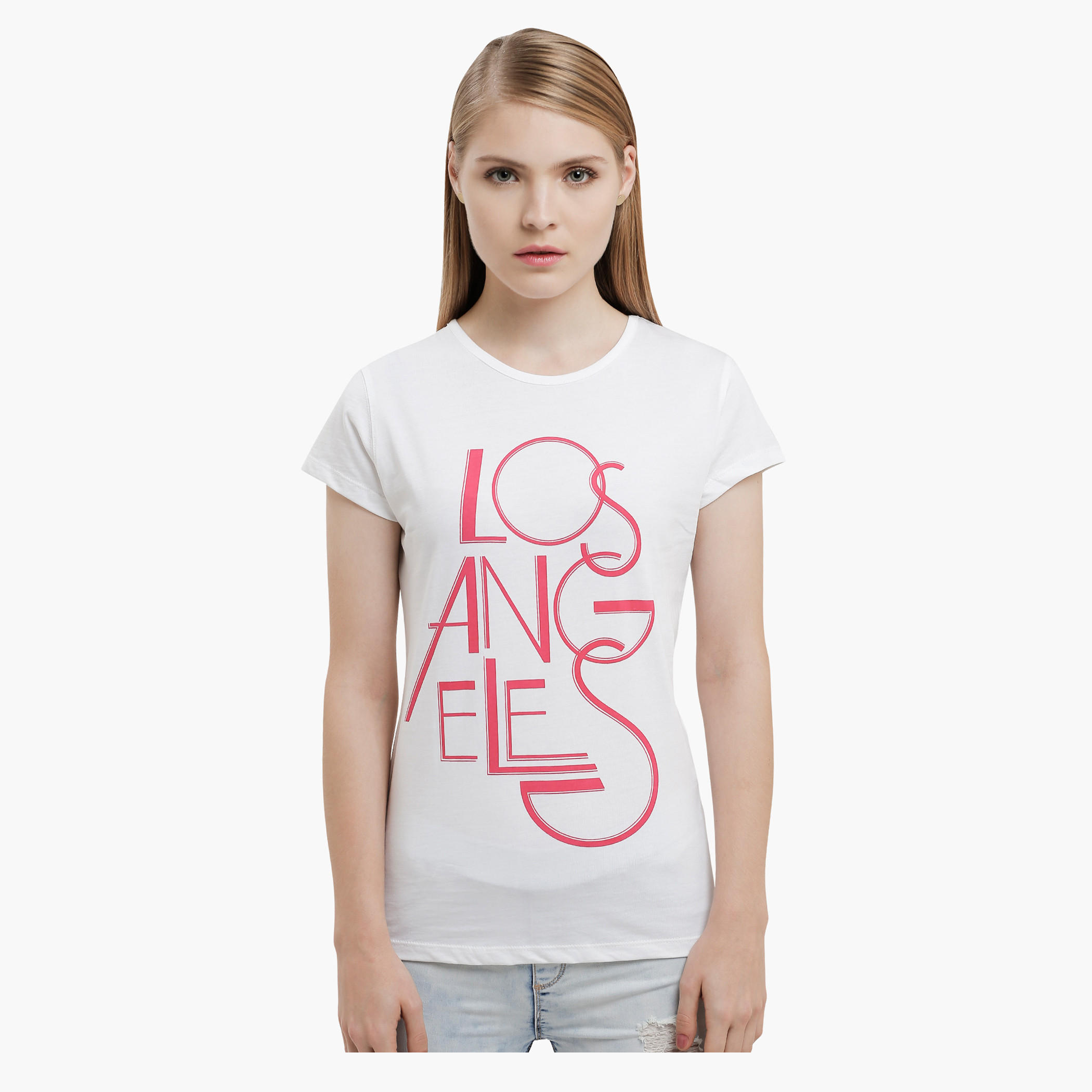 Graphic Print T-Shirt with Round Neck and Short Sleeves-women-clothing-tshirts-image-1