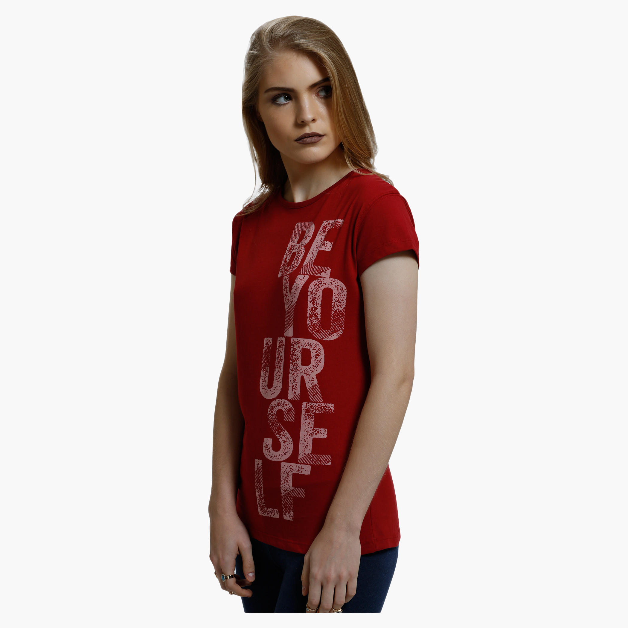 Printed Round Neck T-Shirt with Short Sleeves-women-clothing-tshirts-image-5