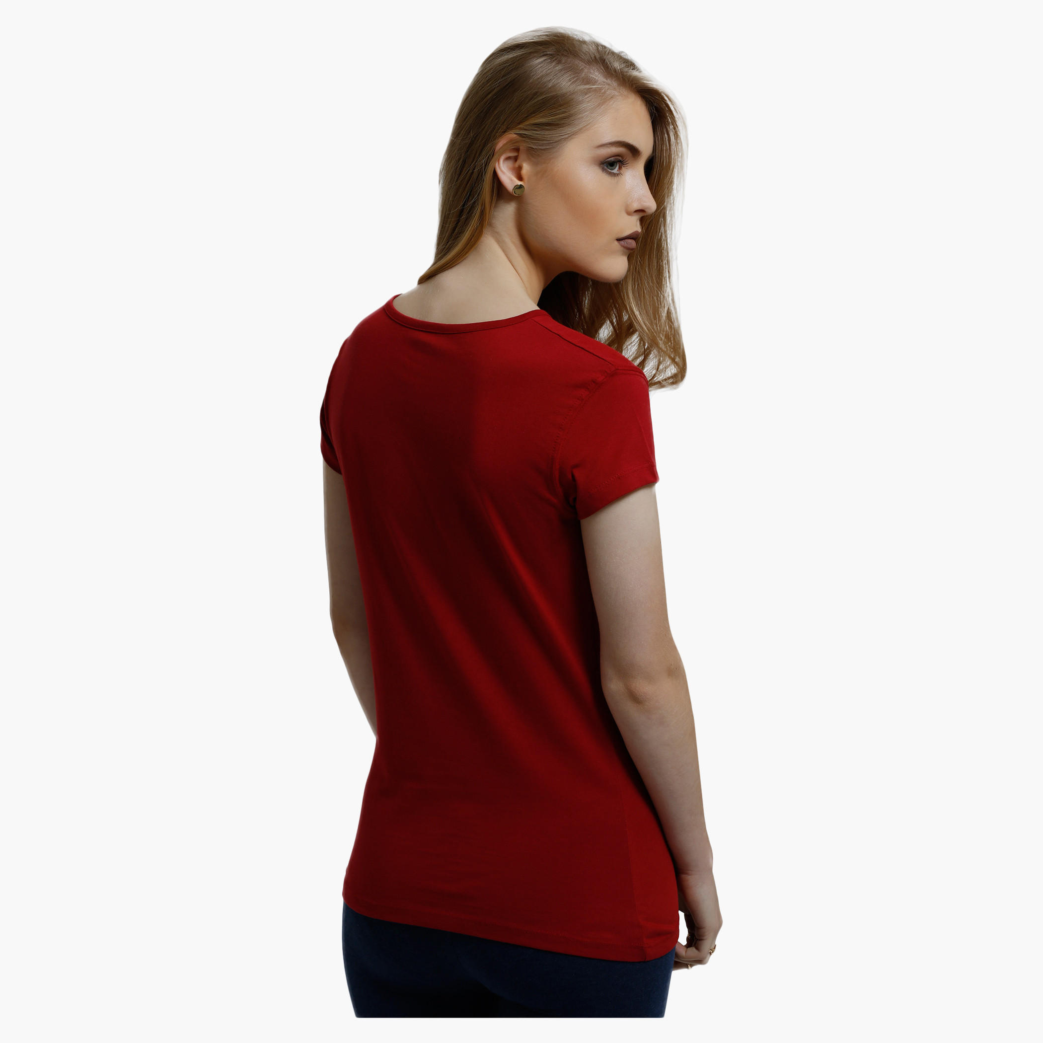 Printed Round Neck T-Shirt with Short Sleeves-women-clothing-tshirts-image-4