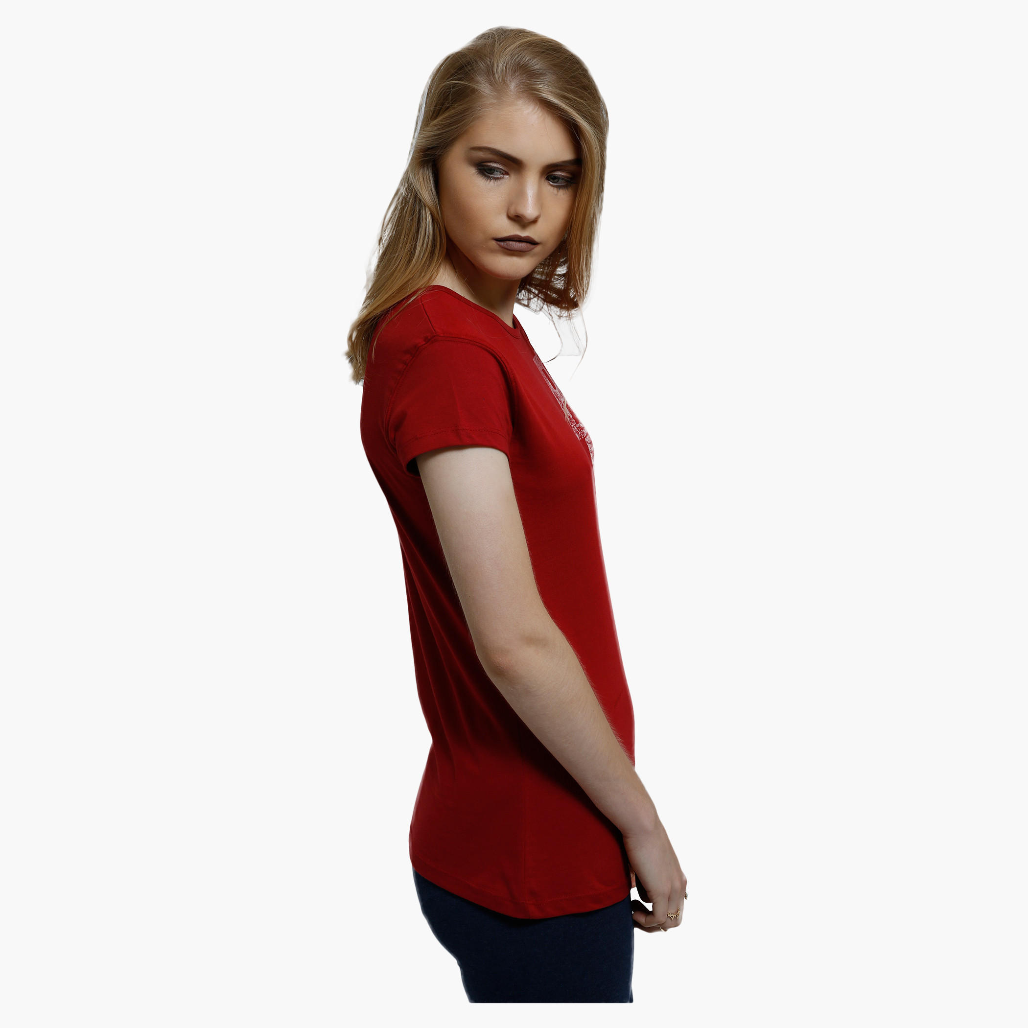 Printed Round Neck T-Shirt with Short Sleeves-women-clothing-tshirts-image-3