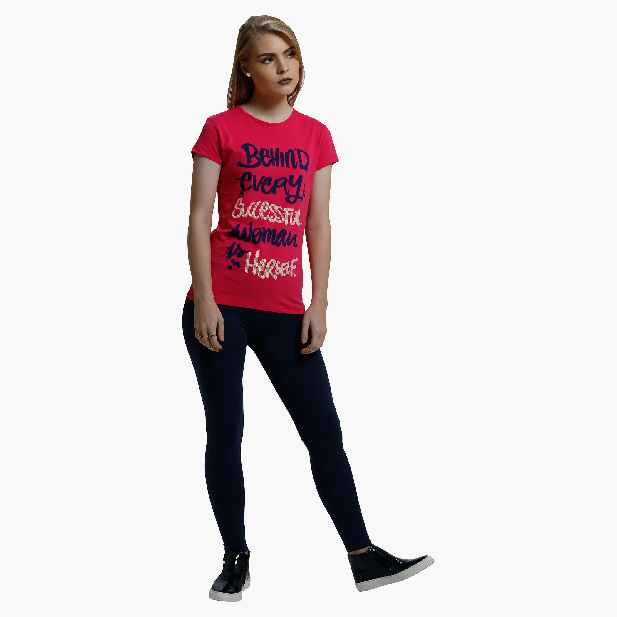 Printed T-Shirt with Crew Neck and Short Sleeves-women-clothing-tshirts-image-1