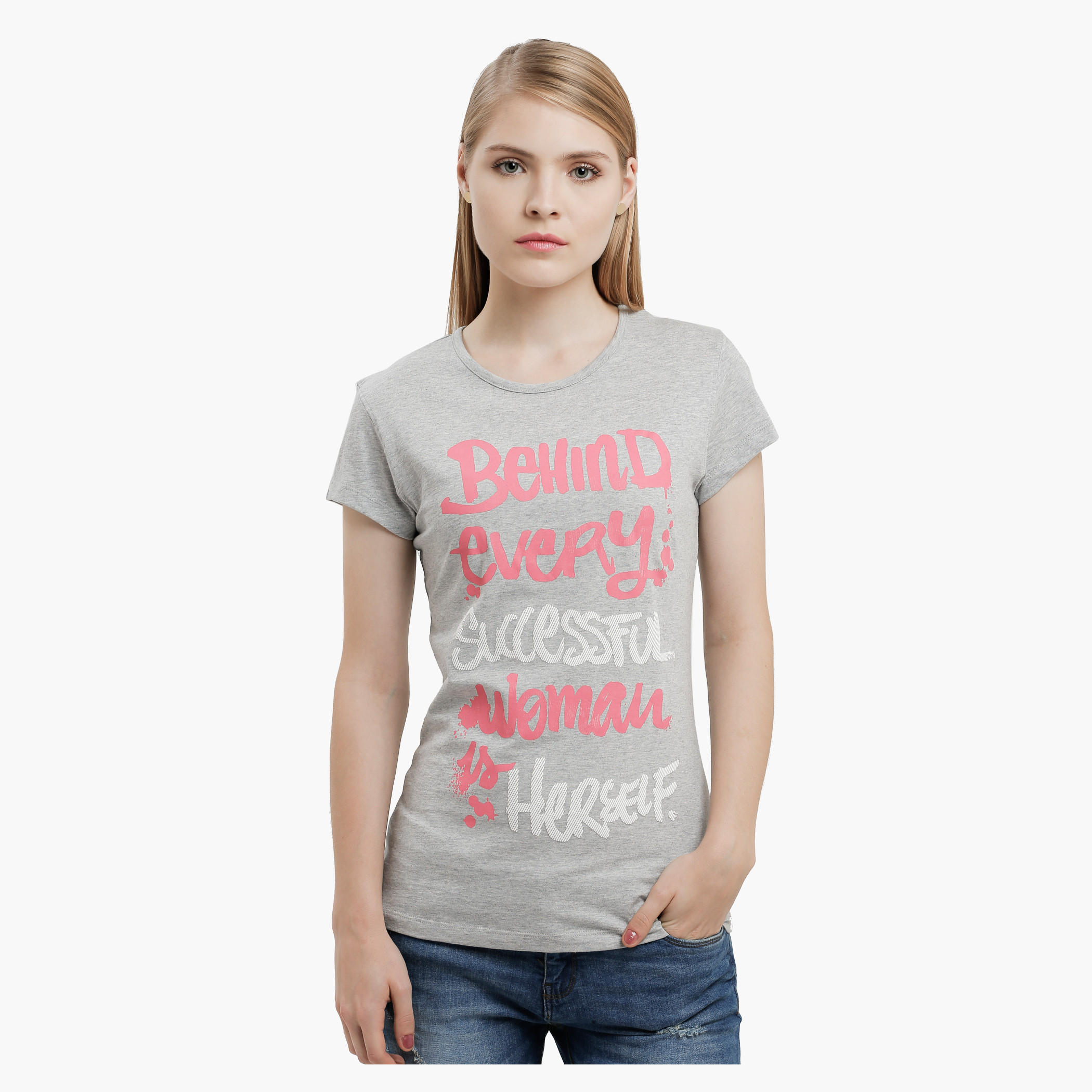 Graphic Print T-Shirt with Round Neck and Short Sleeves-women-clothing-tshirts-image-1