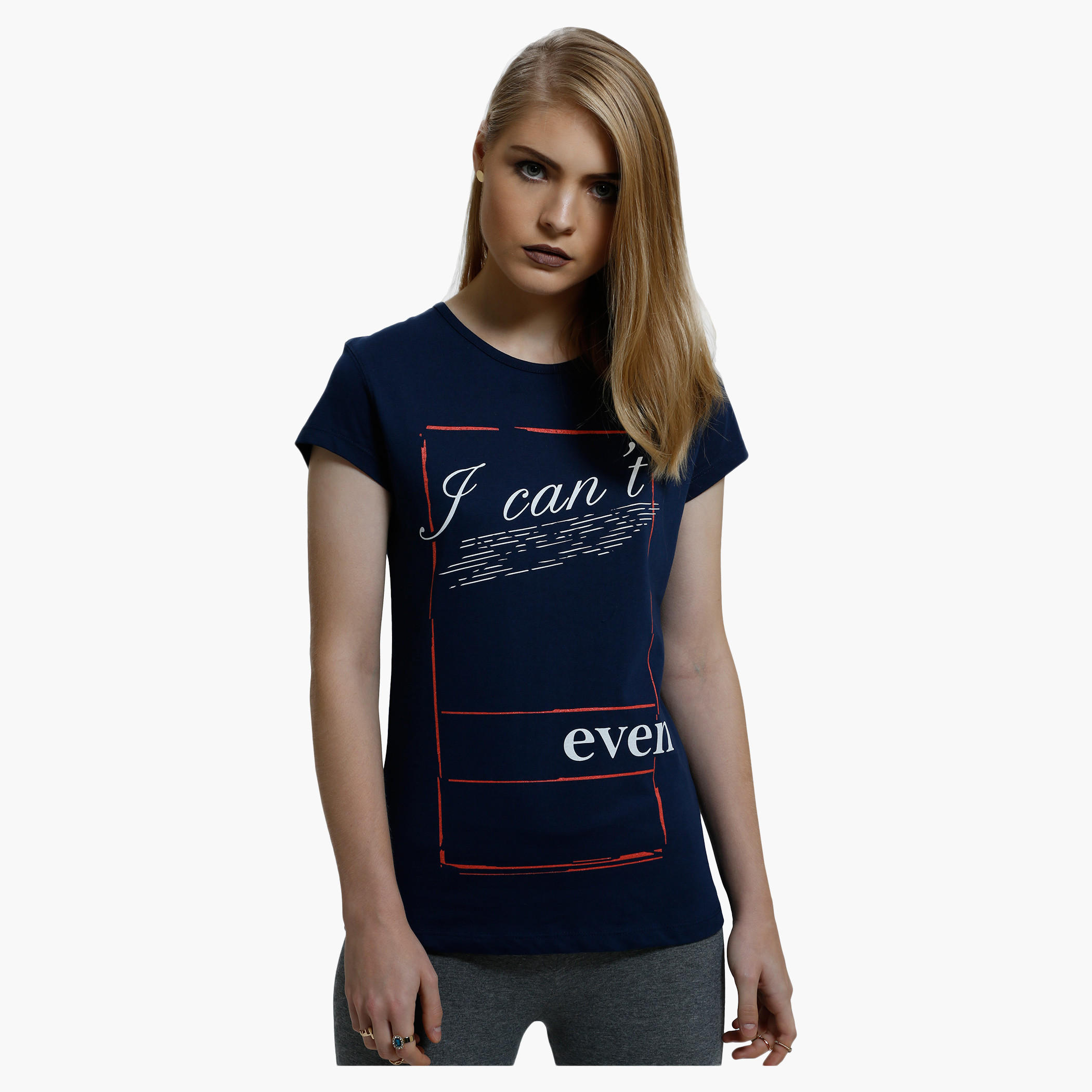 Printed Round Neck T-Shirt with Short Sleeves-women-clothing-tshirts-image-1