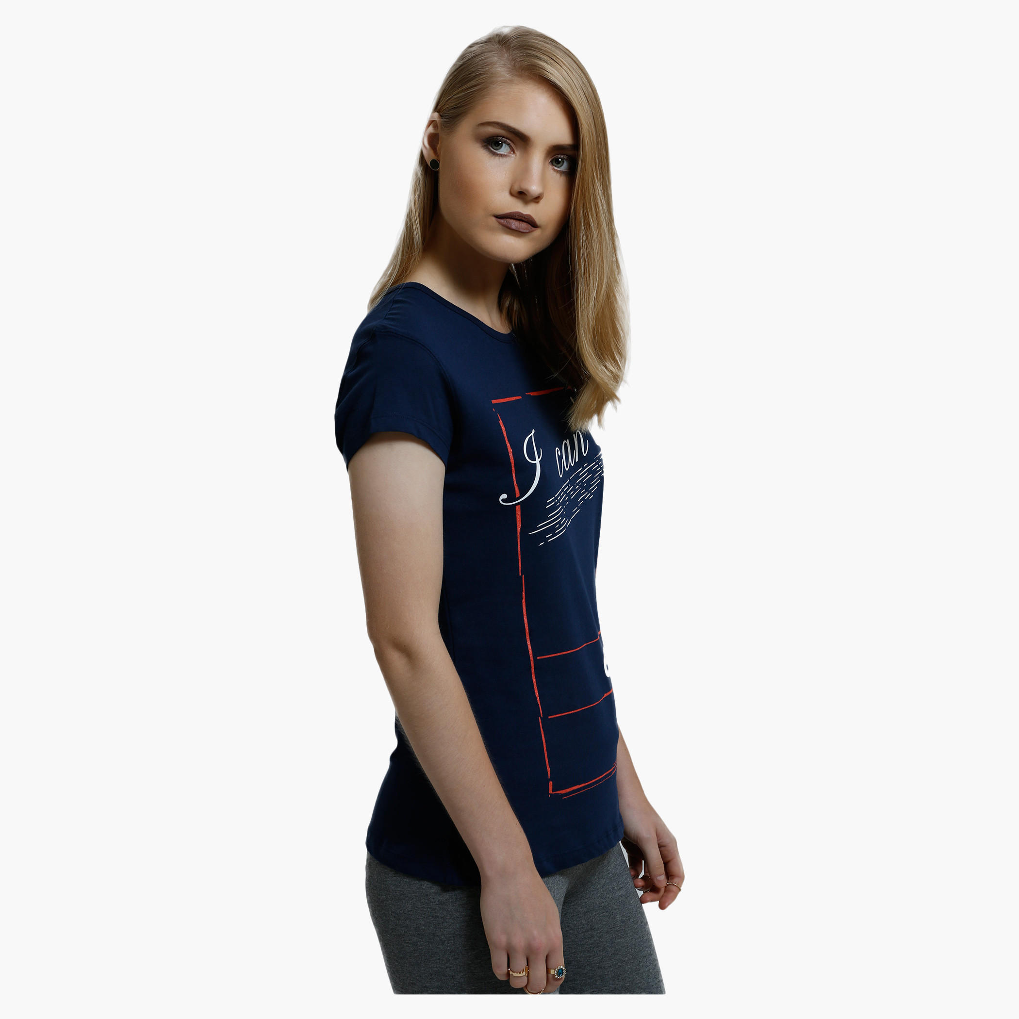 Printed Round Neck T-Shirt with Short Sleeves-women-clothing-tshirts-image-3