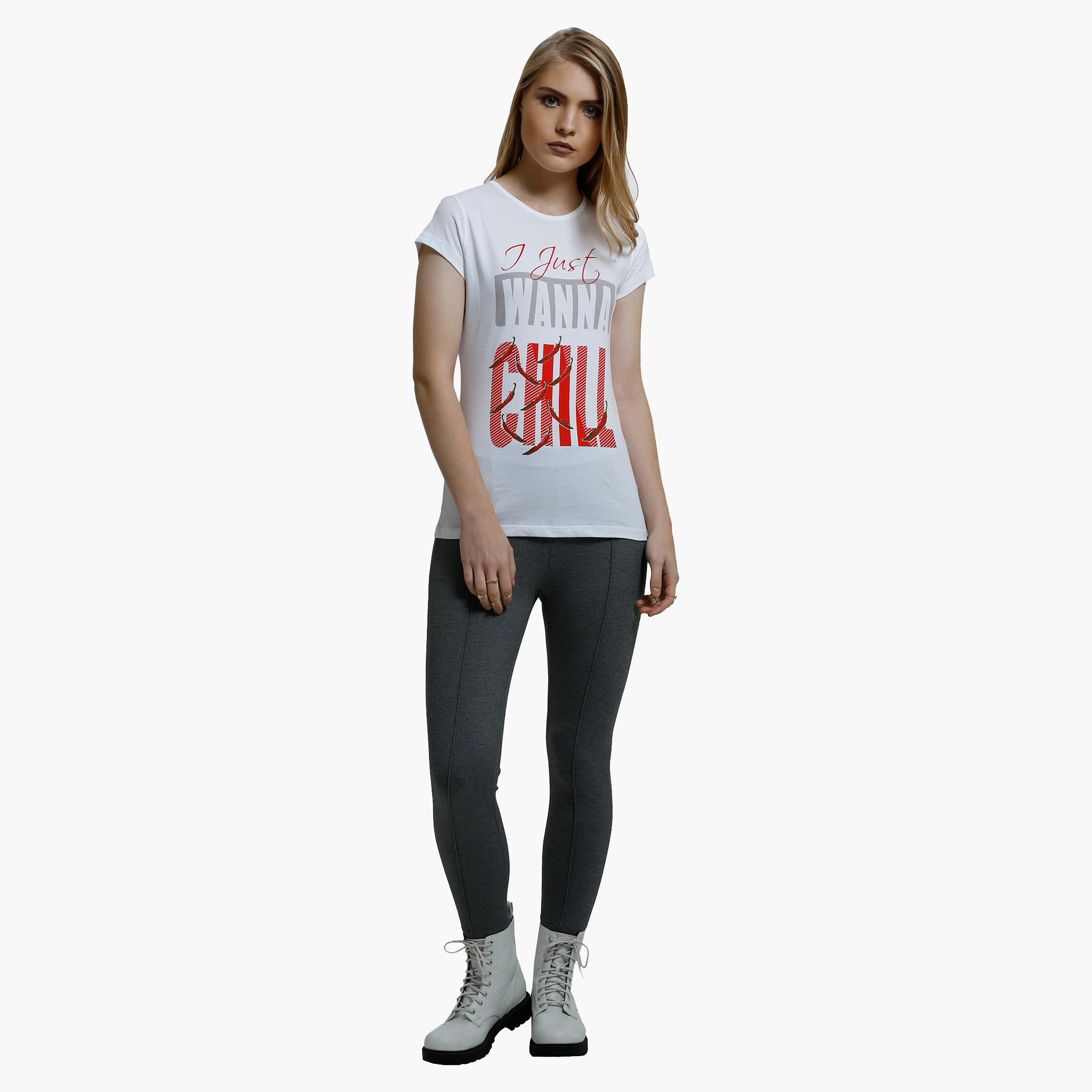 Printed T-Shirt with Crew Neck and Short Sleeves-women-clothing-tshirts-image-5