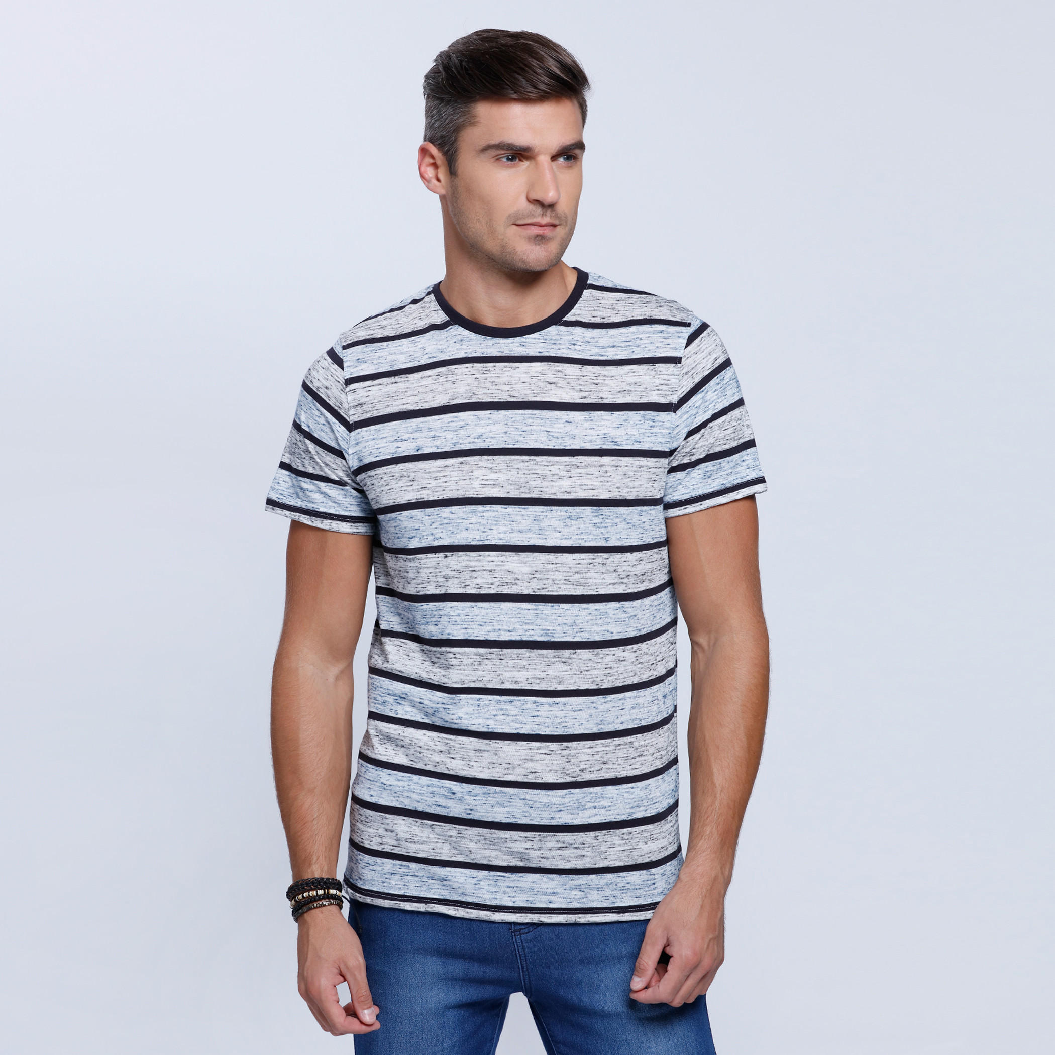 Striped T-Shirt with Crew Neck and Short Sleeves-men-clothing-tshirtsandpolos-tshirts-image-5