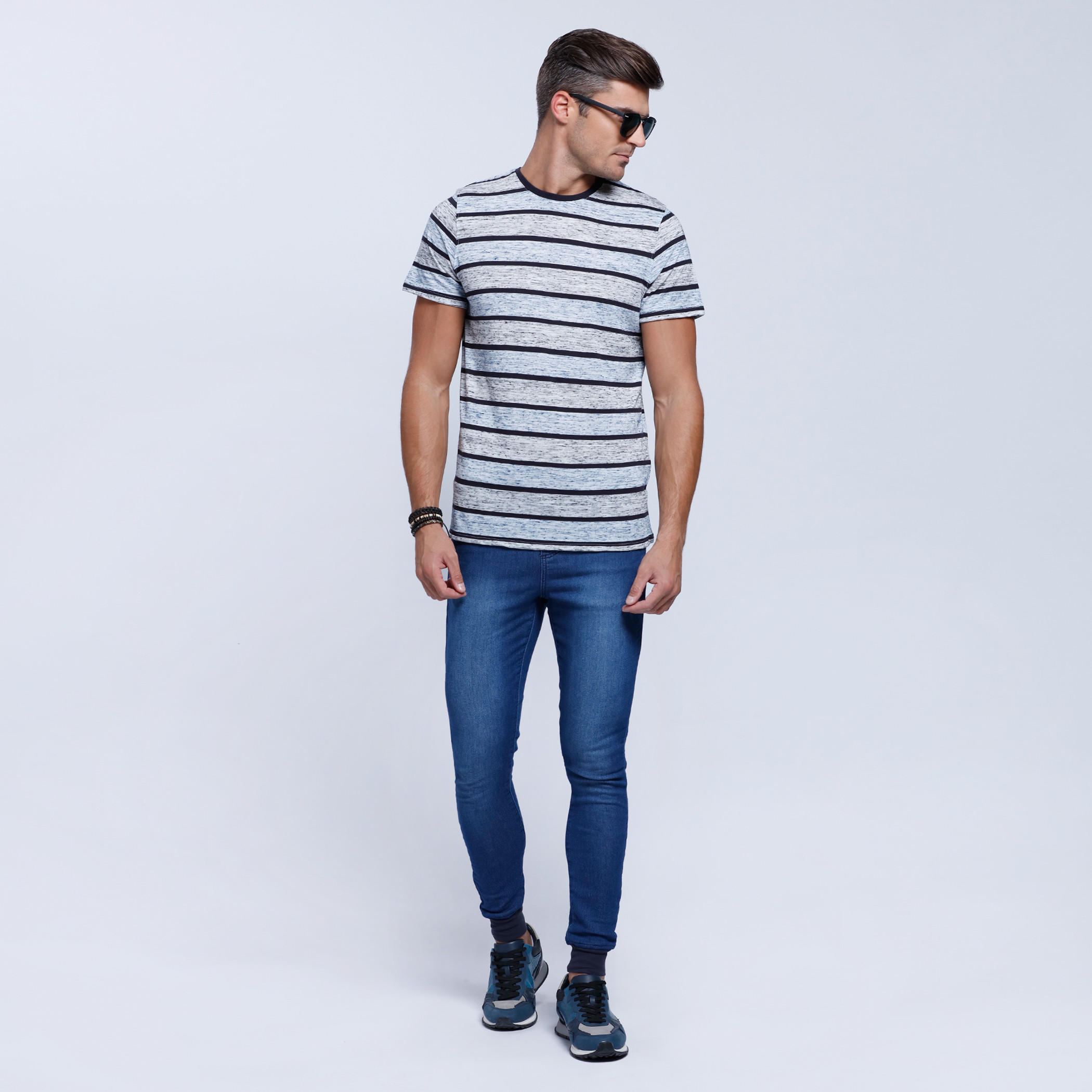 Striped T-Shirt with Crew Neck and Short Sleeves-men-clothing-tshirtsandpolos-tshirts-image-1