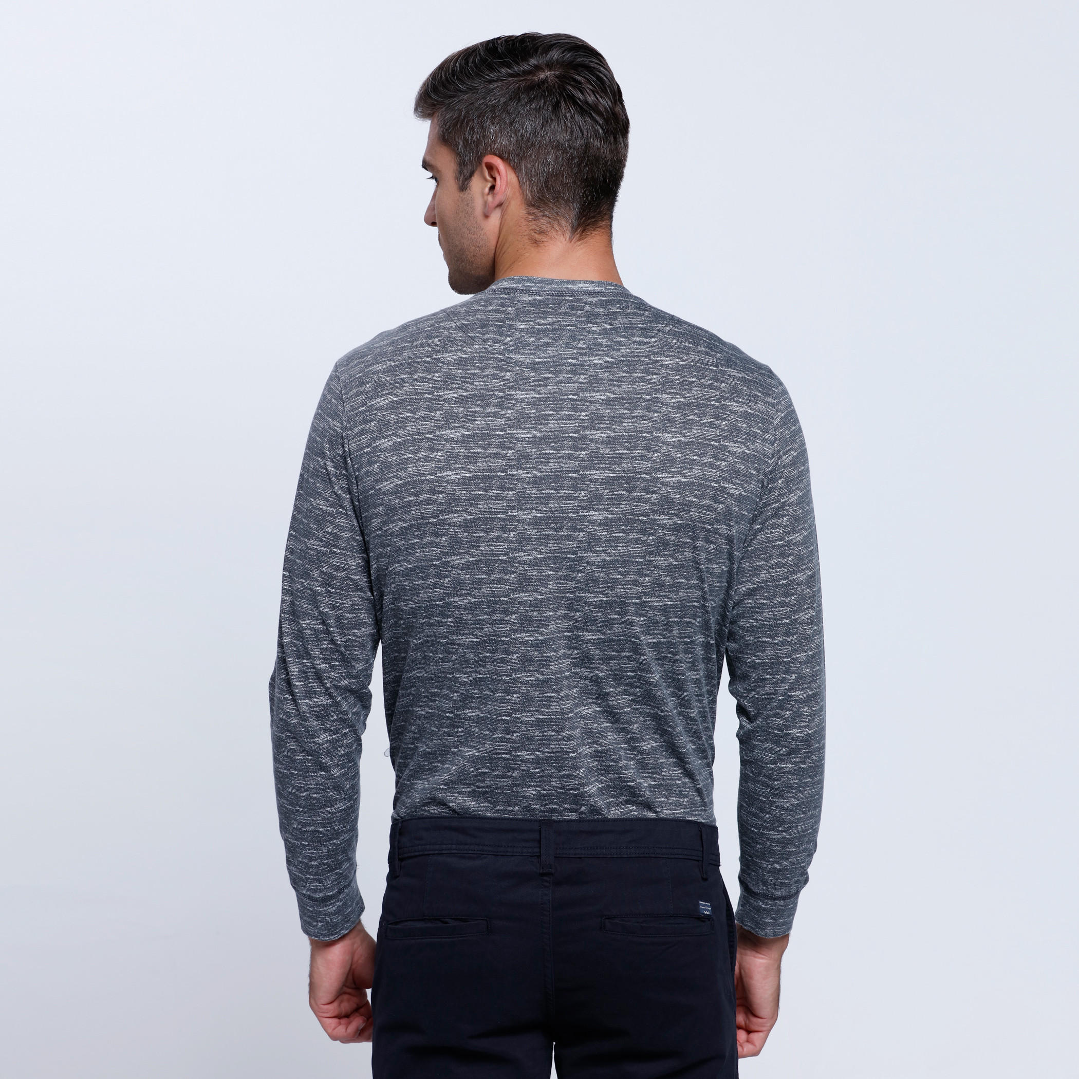 Melange Print T-Shirt with Henley Neck and Long Sleeves-men-clothing-tshirtsandpolos-tshirts-image-2
