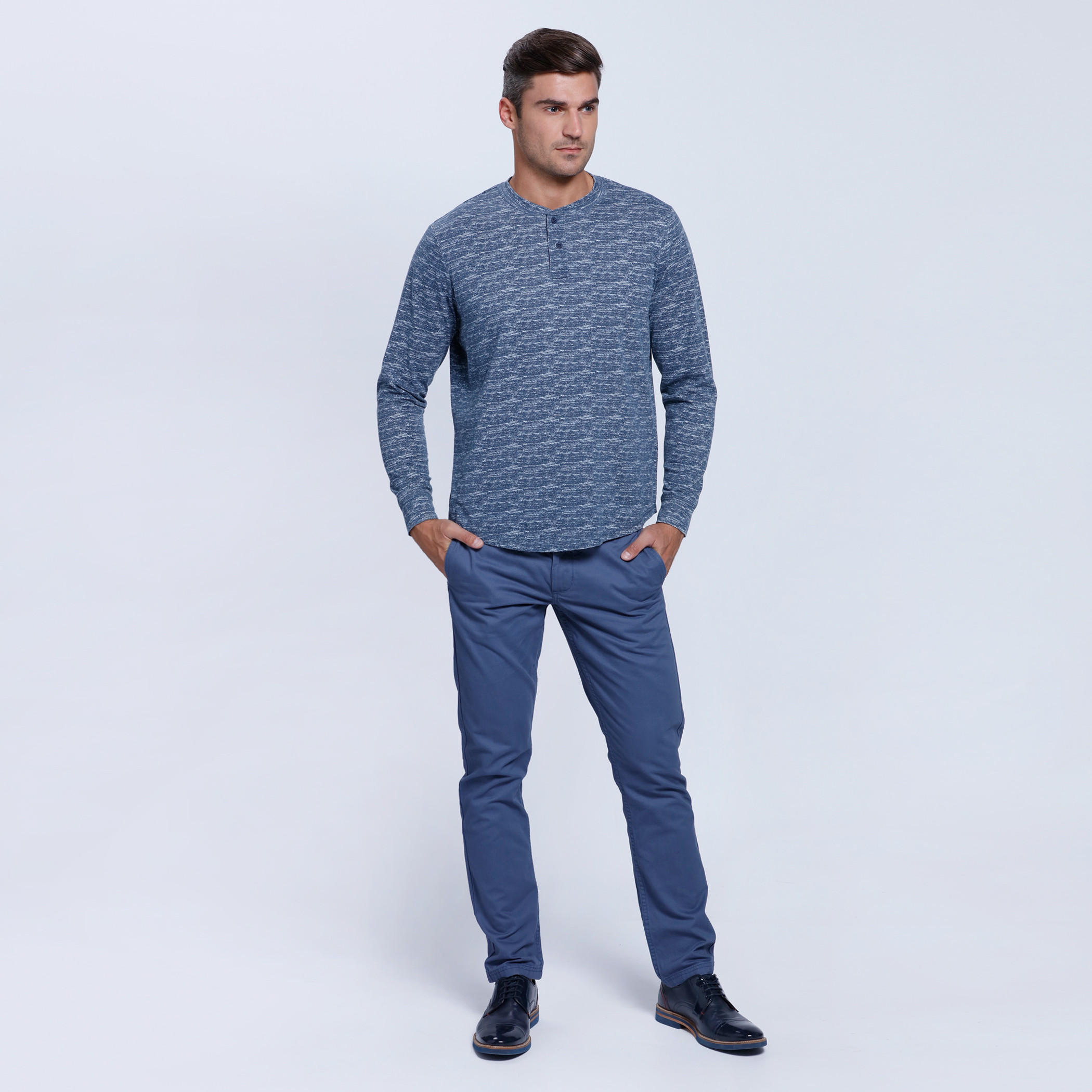 Melange Print T-Shirt with Henley Neck and Long Sleeves-men-clothing-tshirtsandpolos-tshirts-image-10