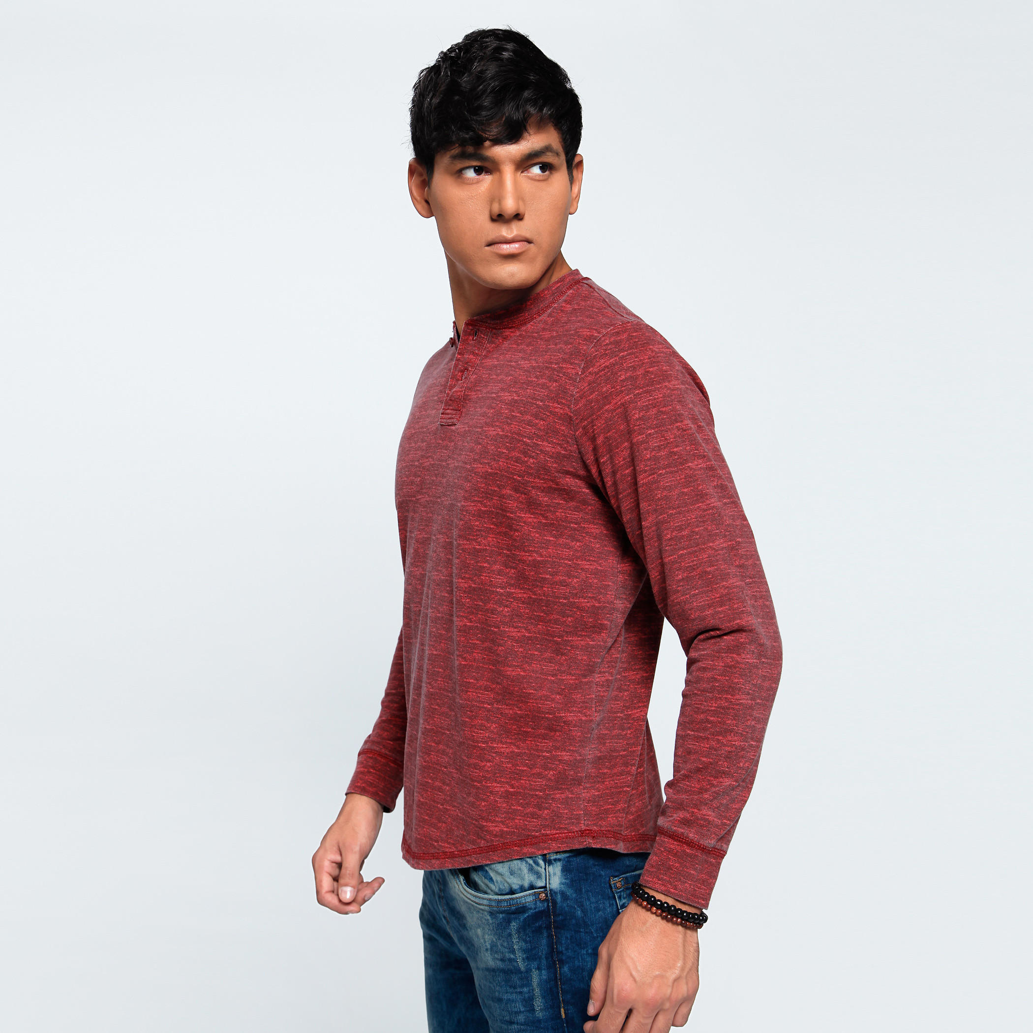 Printed T-Shirt with Henley Neck and Long Sleeves-men-clothing-tshirtsandpolos-tshirts-image-3