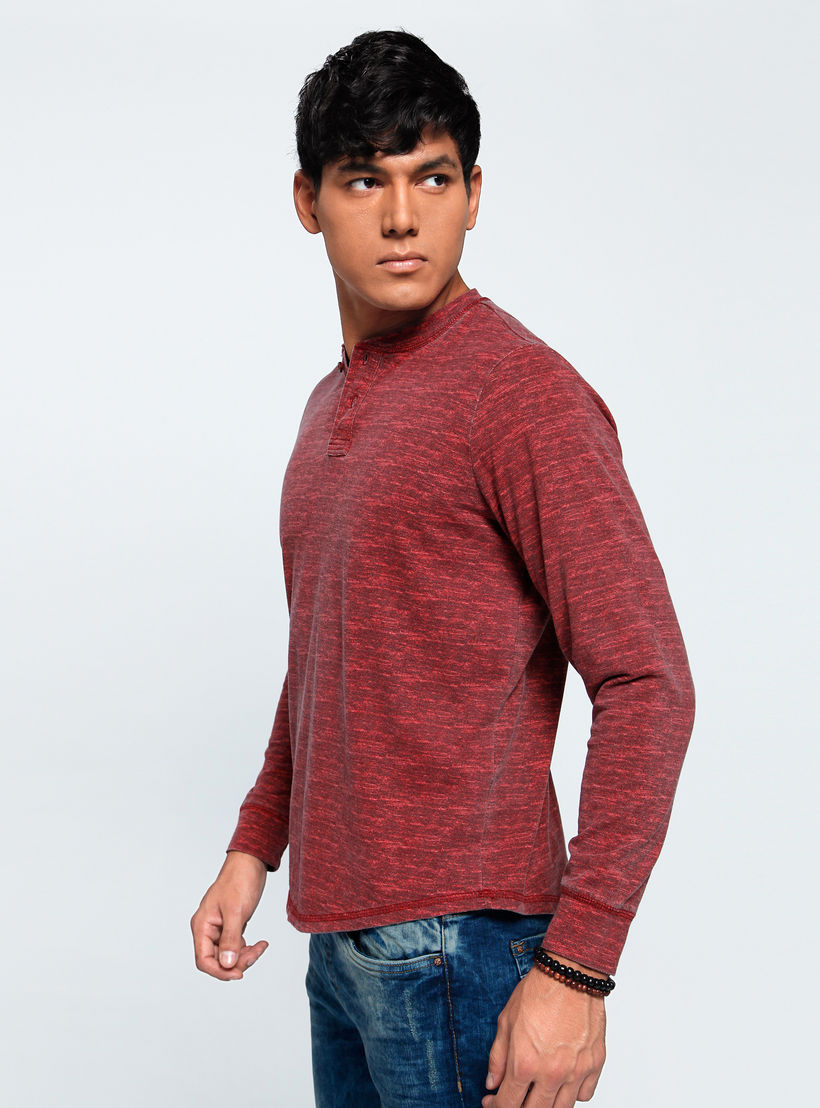 Printed T-Shirt with Henley Neck and Long Sleeves-men-clothing-tshirtsandpolos-tshirts-image-3