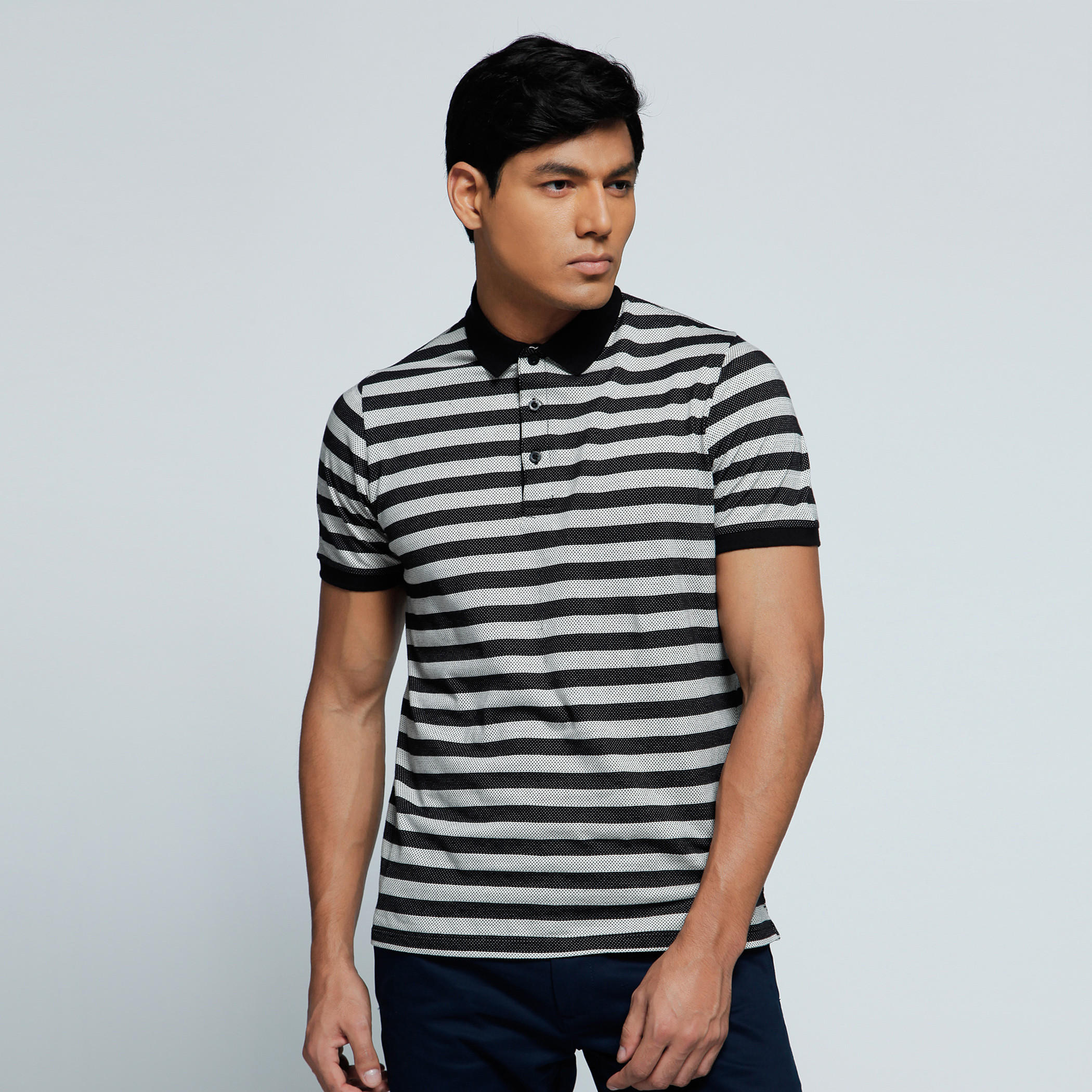 Printed Polo Neck T-Shirt with Short Sleeves-men-clothing-tshirtsandpolos-polos-image-1