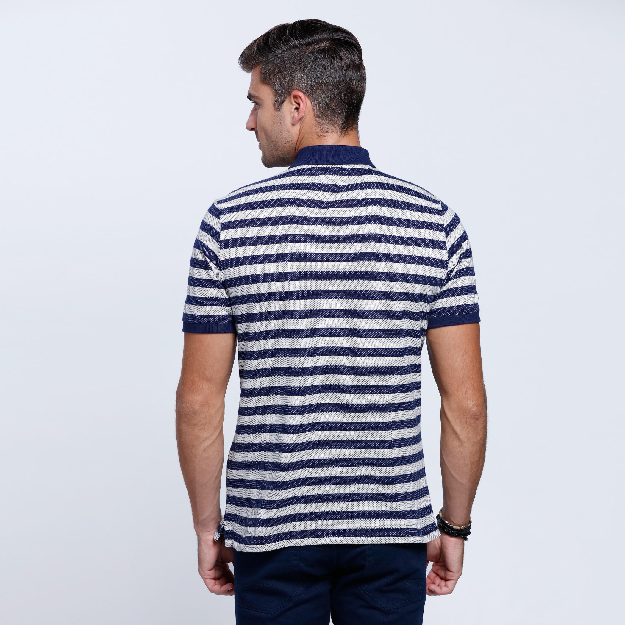 Striped T-Shirt with Polo Neck and Short Sleeves-men-clothing-tshirtsandpolos-polos-image-2