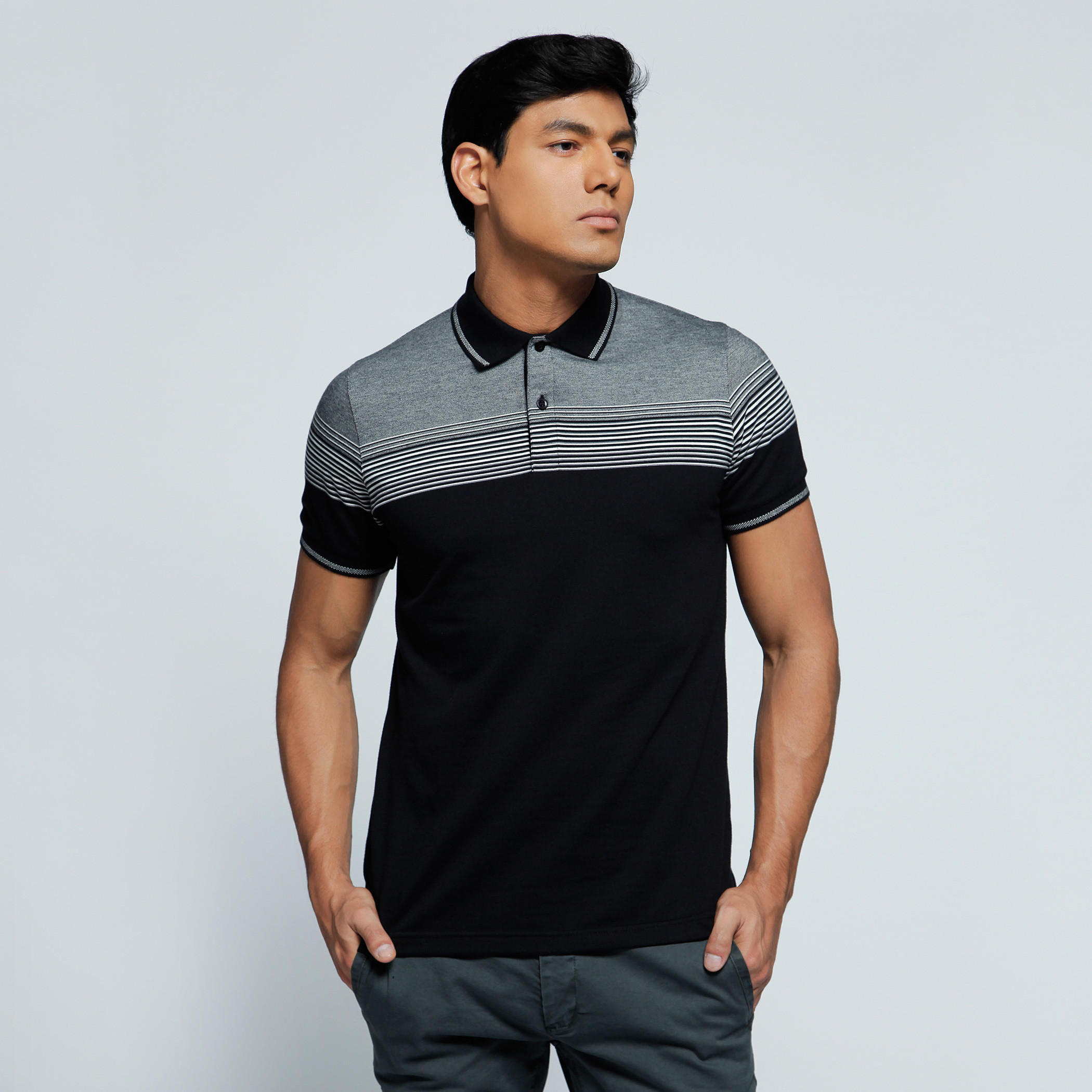 Printed Polo Neck T-Shirt with Short Sleeves-men-clothing-tshirtsandpolos-polos-image-1