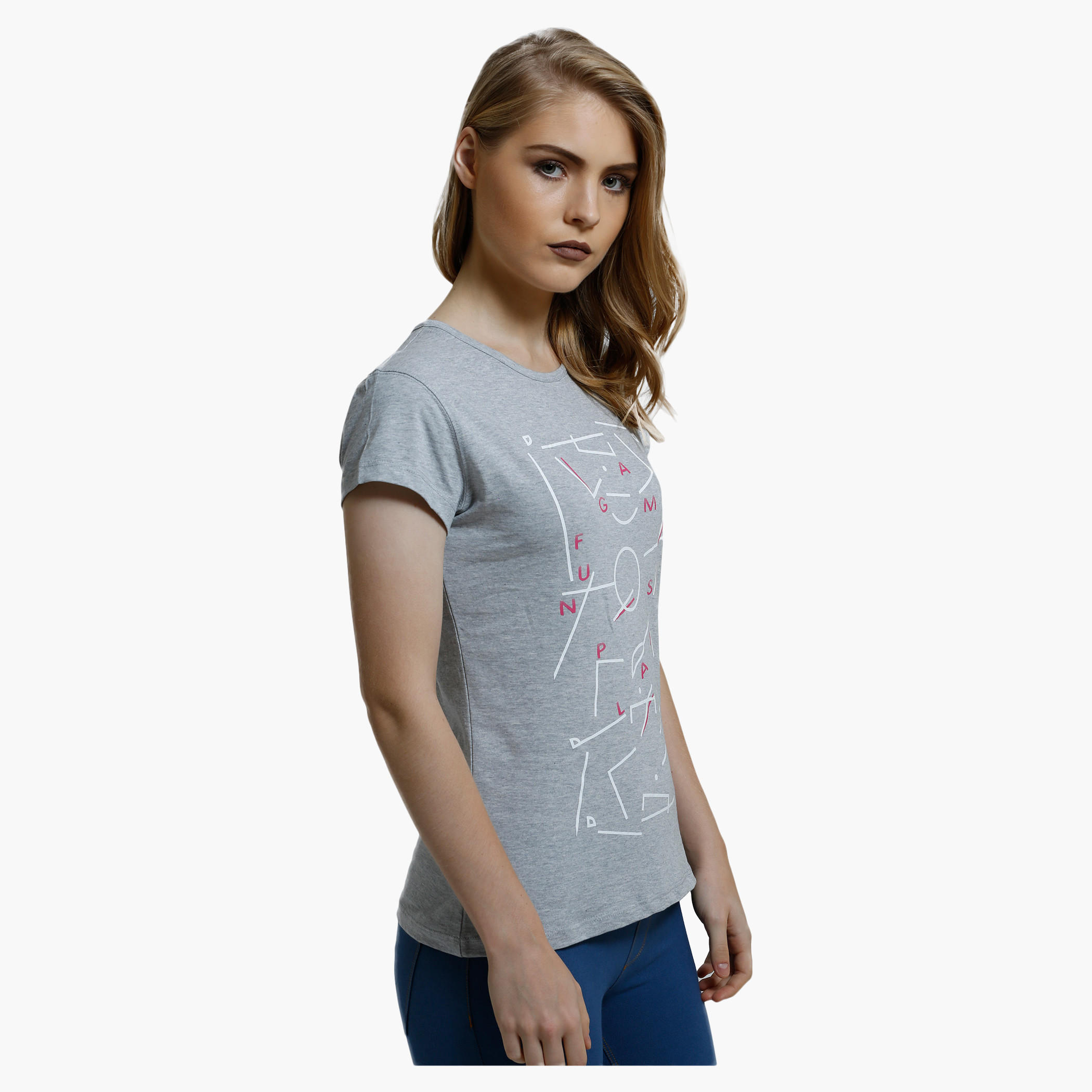 Printed Round Neck T-Shirt with Short Sleeves-women-clothing-tshirts-image-3