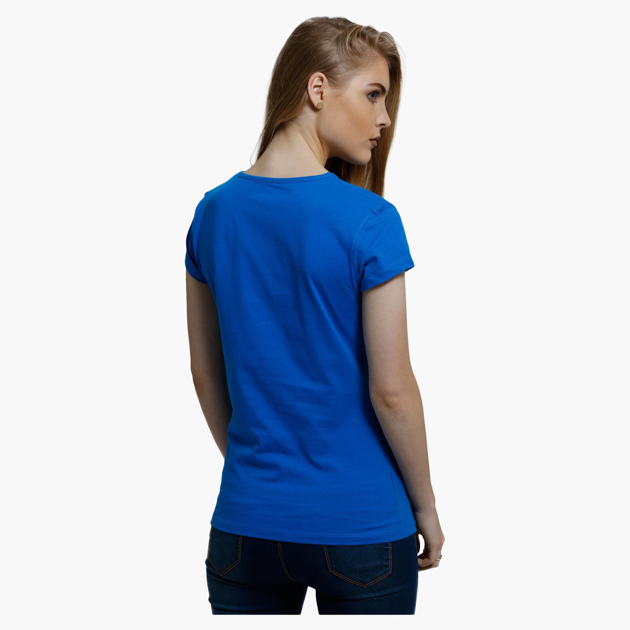 Printed Round Neck T-Shirt with Short Sleeves-women-clothing-tshirts-image-7