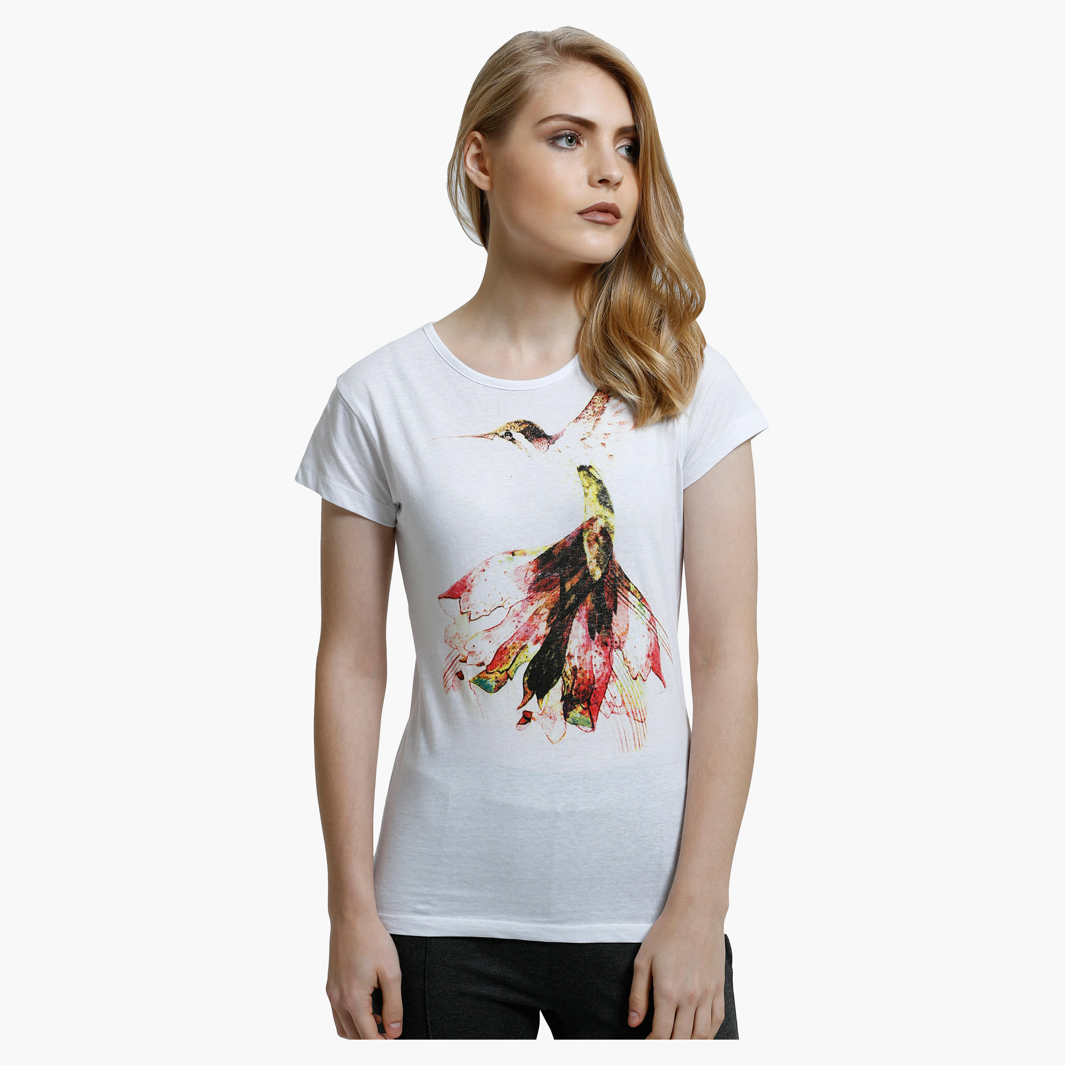 Printed T-Shirt with Crew Neck and Short Sleeves-women-clothing-tshirts-image-1