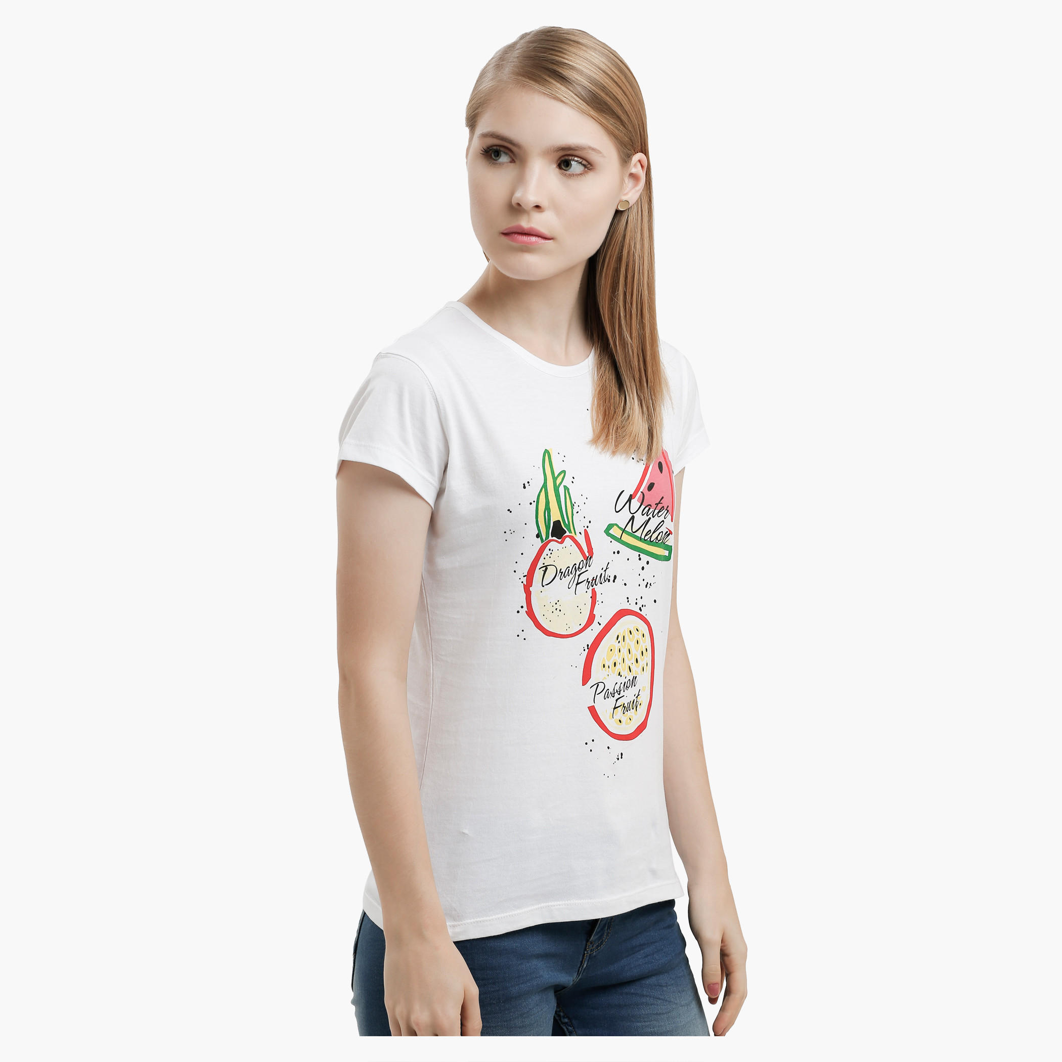 Graphic Print T-Shirt with Round Neck and Short Sleeves-women-clothing-tshirts-image-3