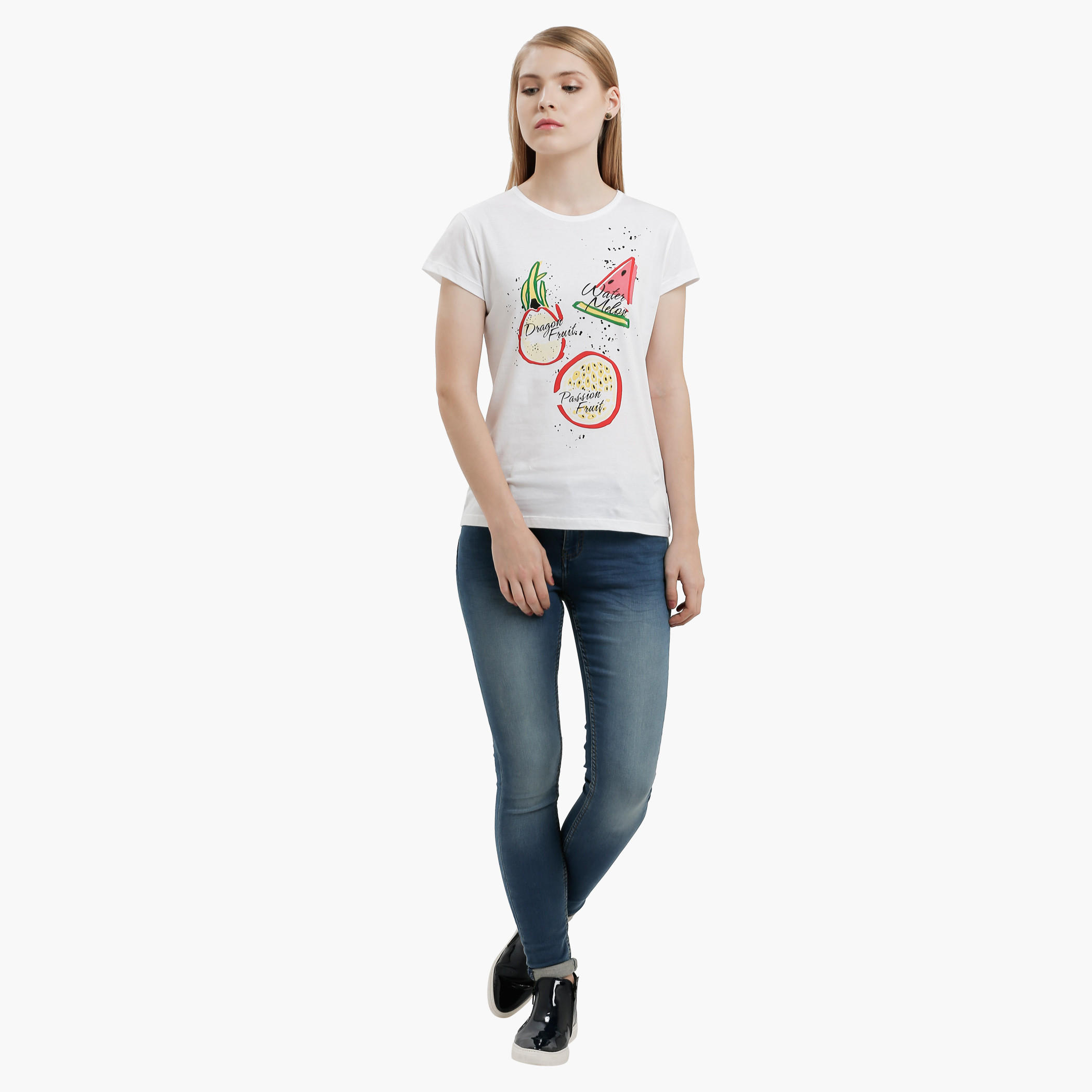Graphic Print T-Shirt with Round Neck and Short Sleeves-women-clothing-tshirts-image-5