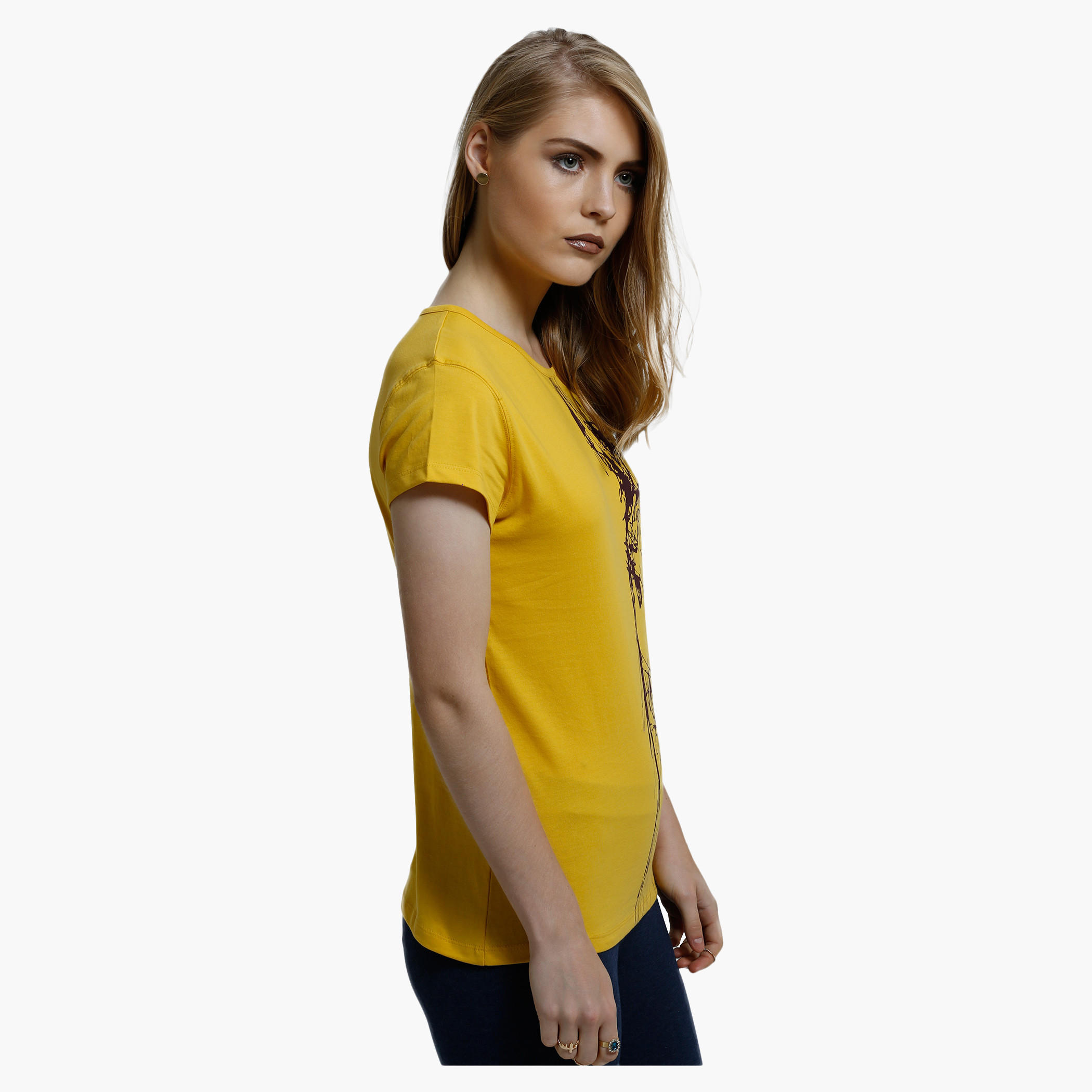 Printed Round Neck T-Shirt with Short Sleeves-women-clothing-tshirts-image-3